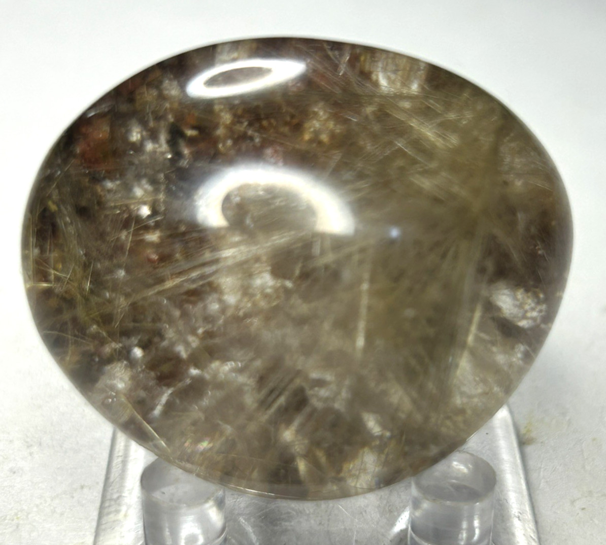 Clear Garden Quartz Lens With Gold Rutile Tree 48g/38.6mm x 30.8mm x 19.6mm