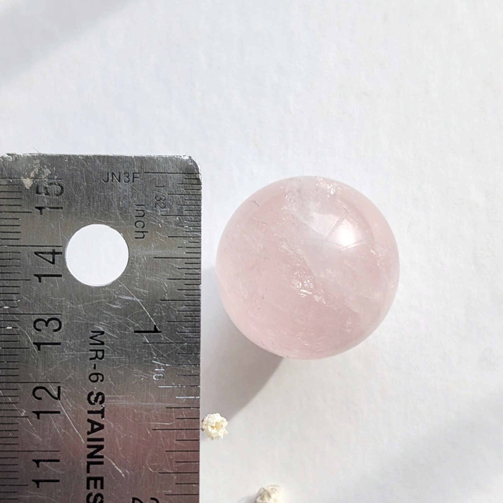 31mm sparkly milky pink star rose quartz sphere, asterism rq, pastel crystal