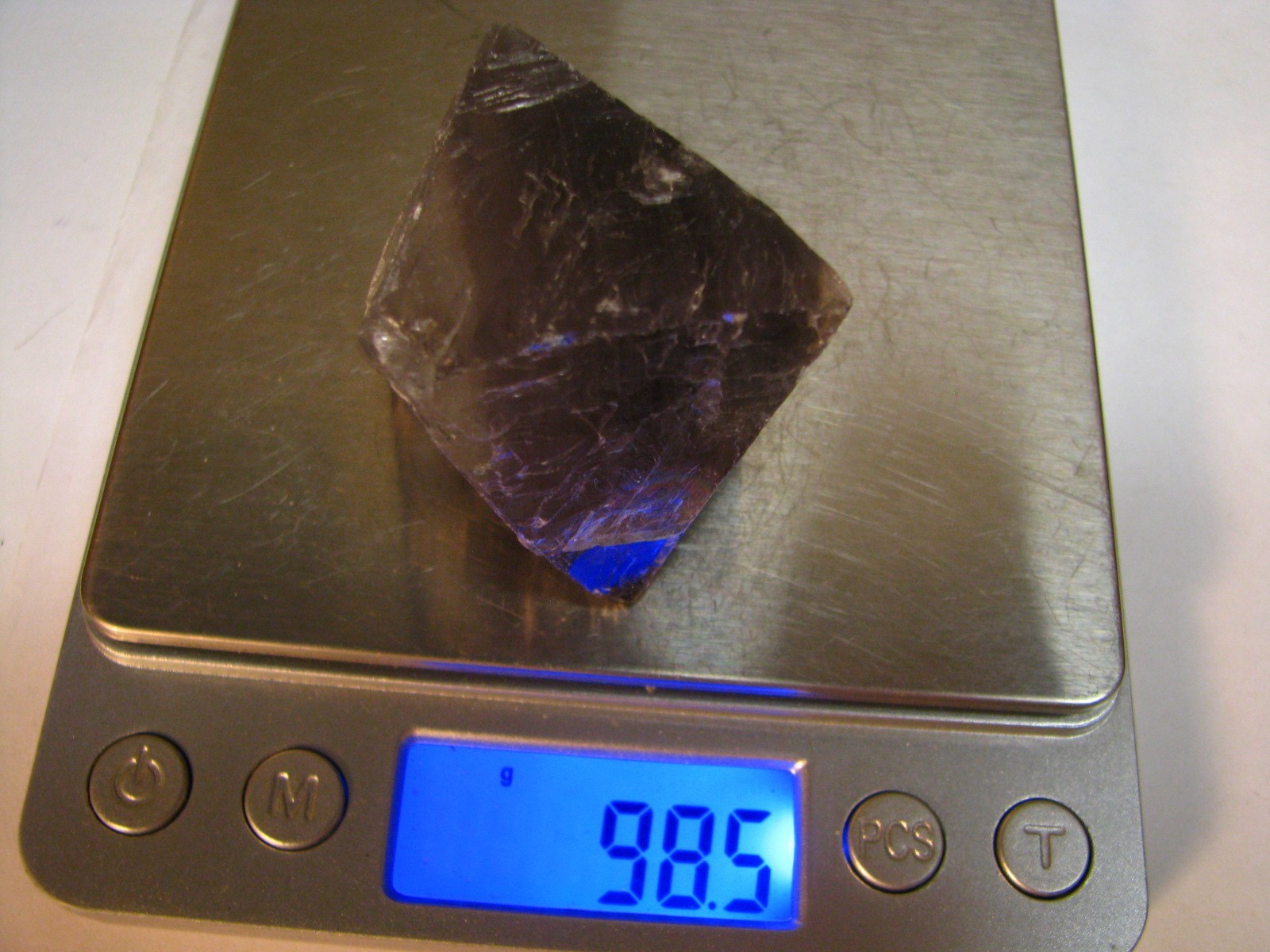 98g LARGE GRAY/CLEAR OCTAHEDRON FLUORITE 2.07×2.06×2.06in DE’AN JIANXI CHINA#243