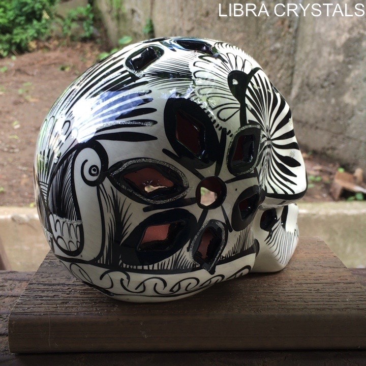 Ceramic Sugar Skull Candle Holder Gothic Day of the Dead Skull Decor BW 700g