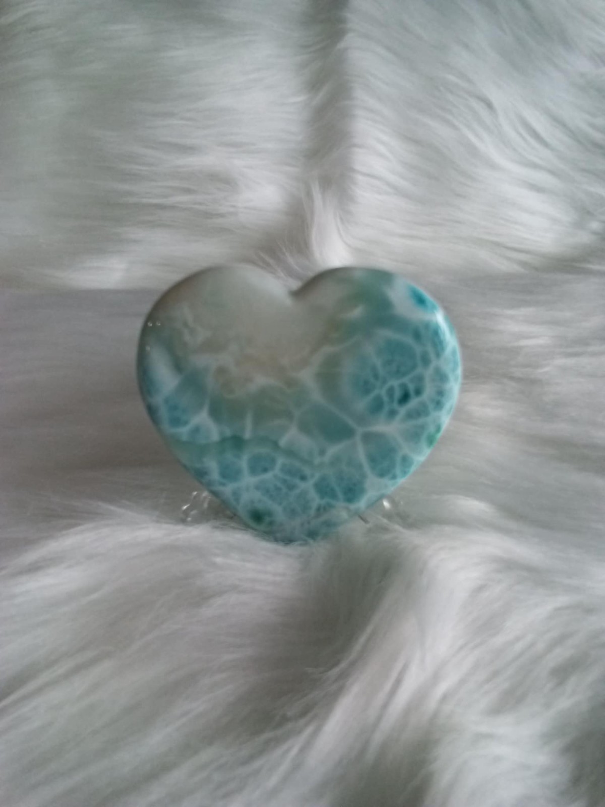 LARGE DOMINICAN REPUBLIC LARIMAR HEART PALMSTONE 65 mm x 66 pt 7 mm x 12 mm