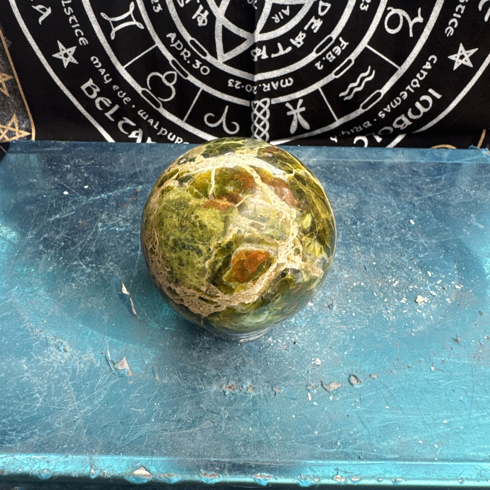 Green Opal Sphere From Madagascar 645 Grams 8 cm Approx DRZ4#3