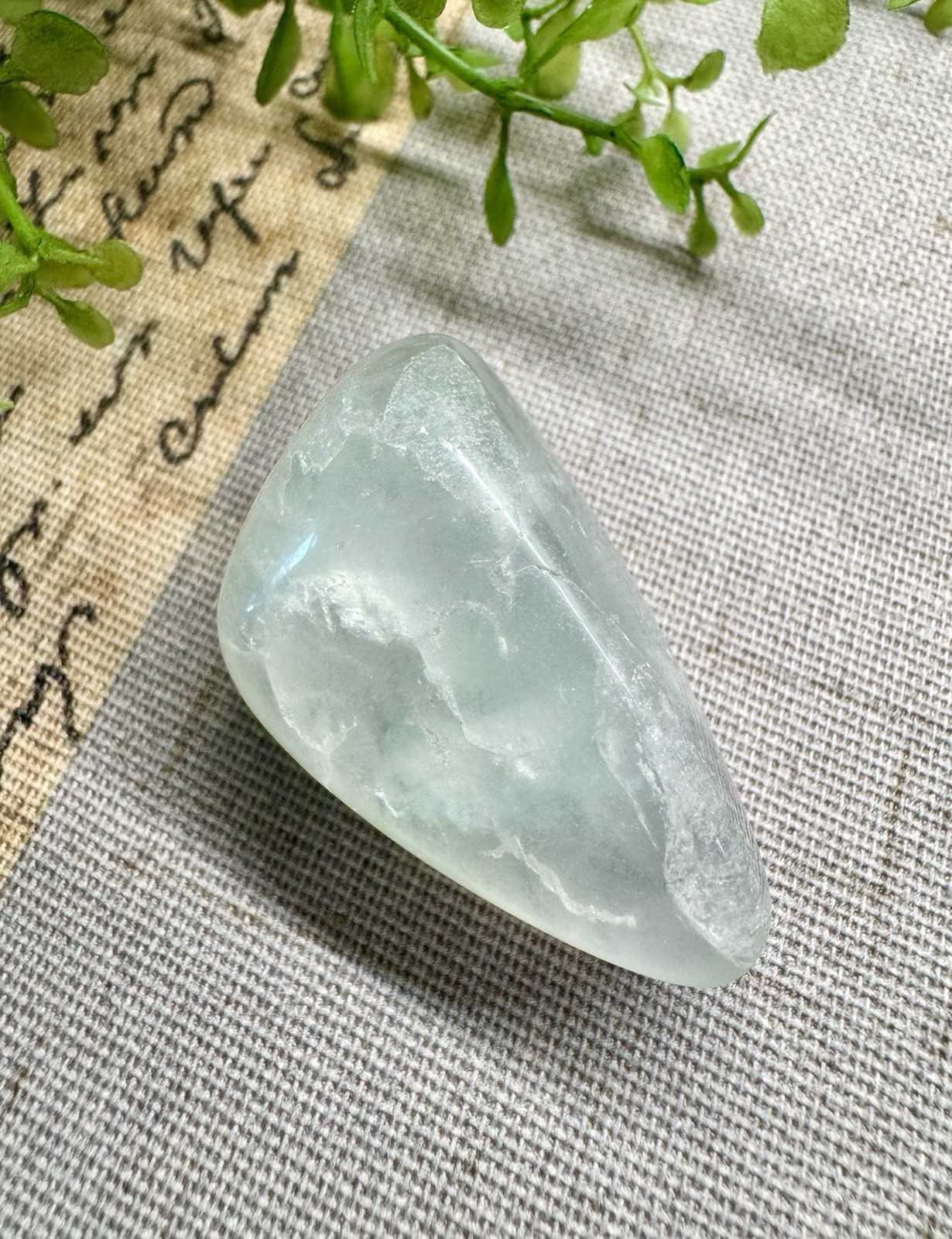 New Chunky Natural Light Green Fluorite Crystal Tumbled Pocket Stone