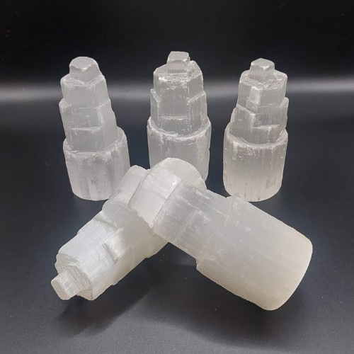 Selenite Natural Tower USB LED Healing Crystal Night Light Decor Lamp UK Stock