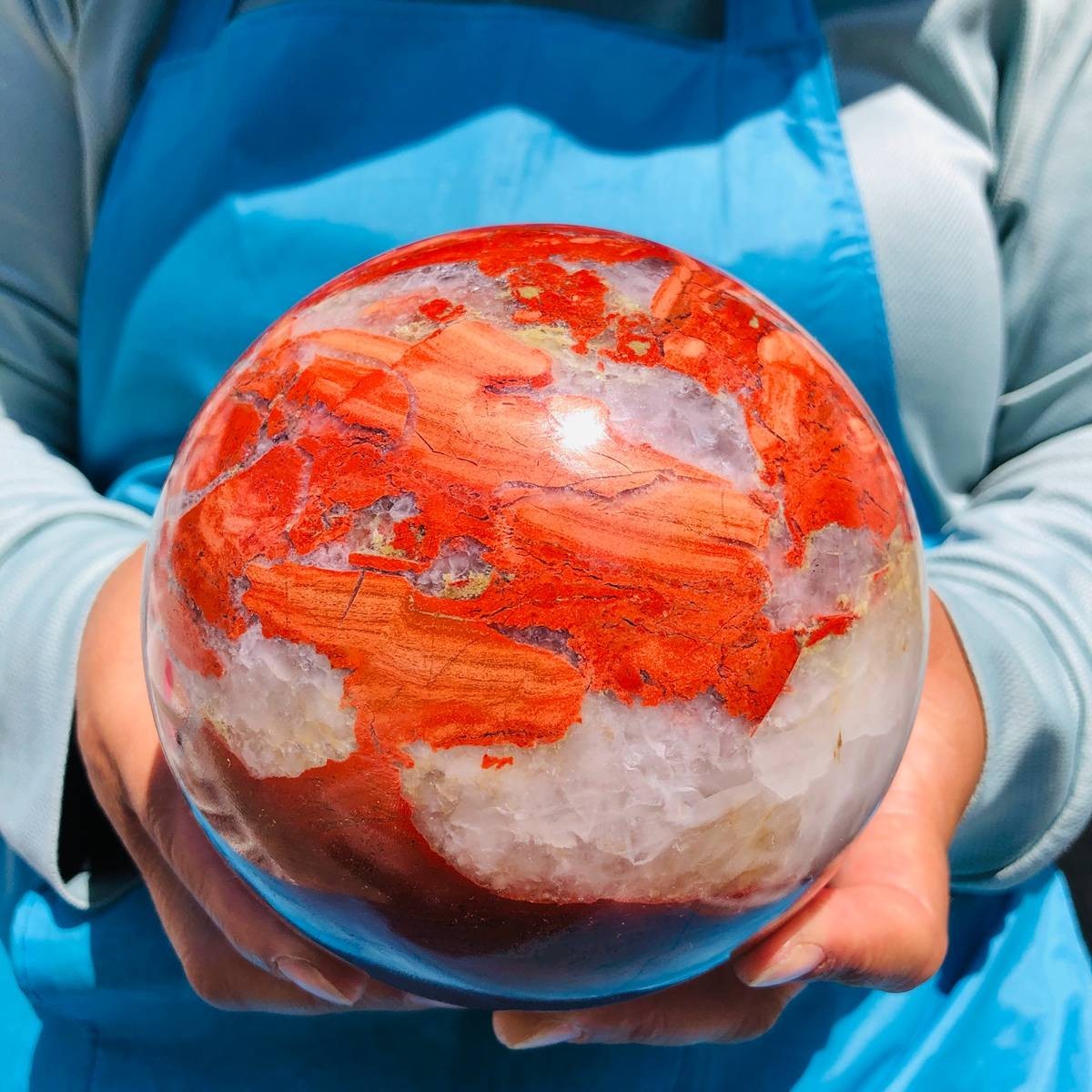 5.96LB Natural red jade ball quartz crystal ball, spiritual energy healing