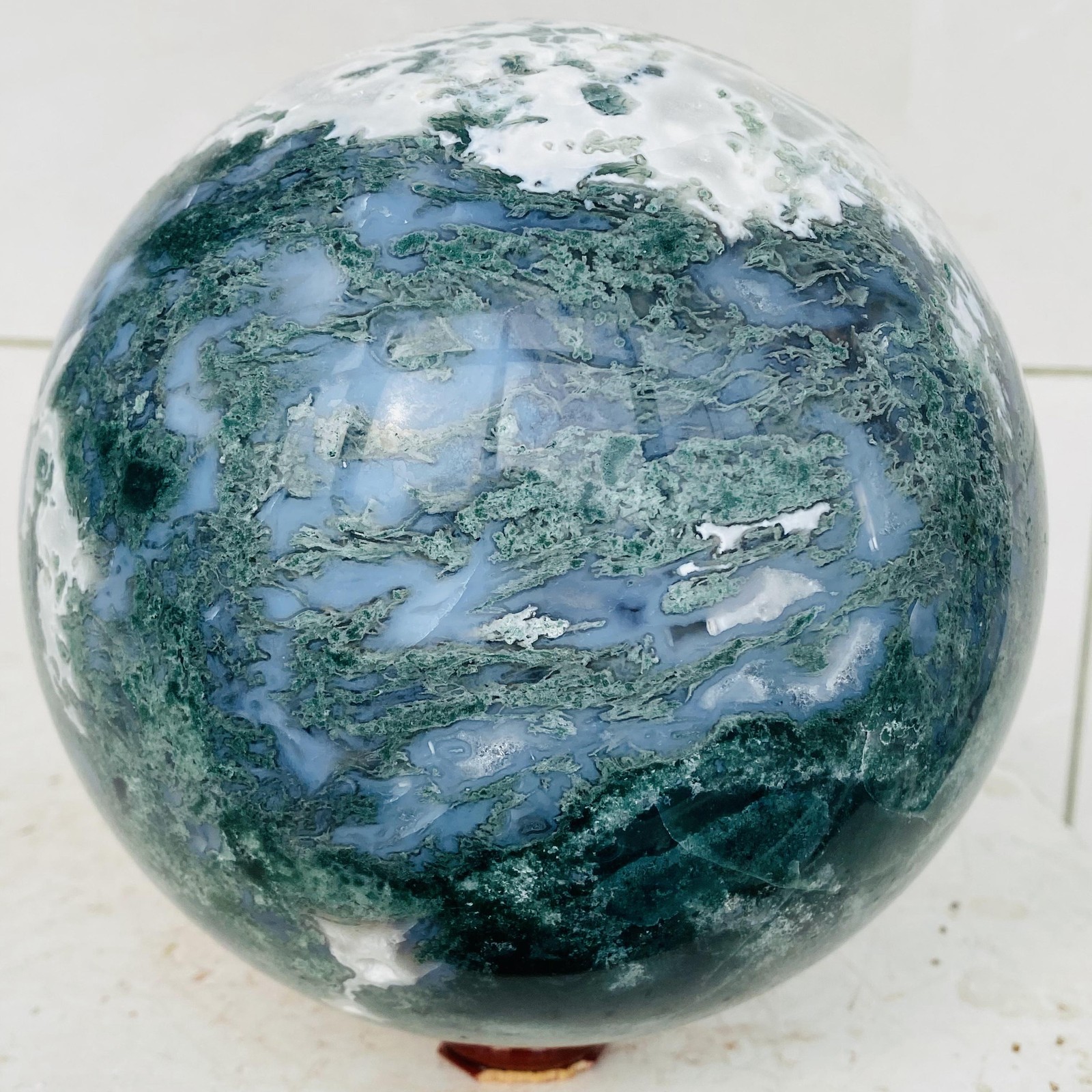 Natural water grass agate sphere crystal ball quartz energy 4820g