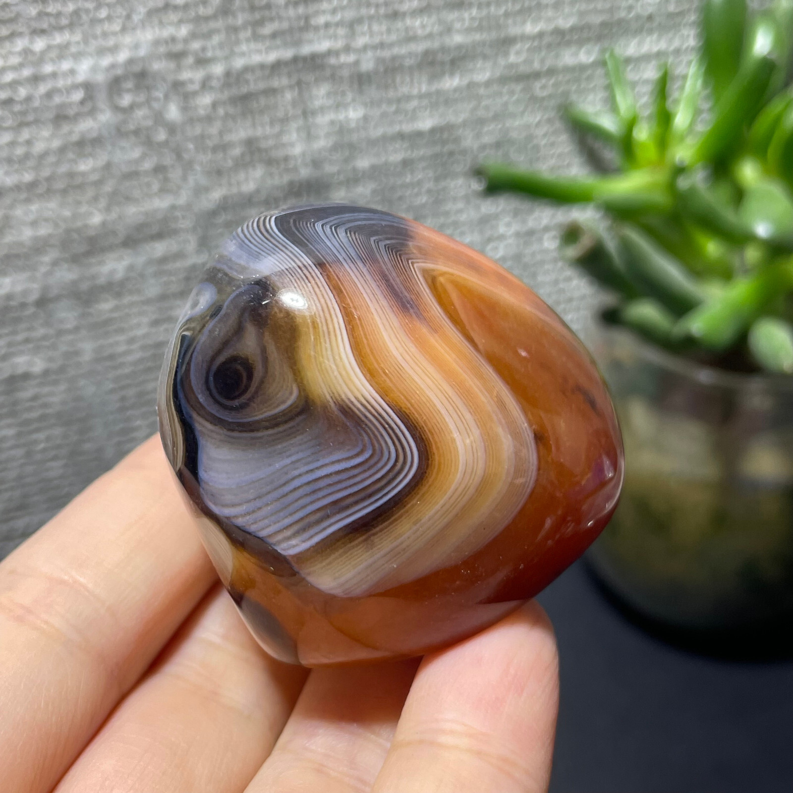 80g Crazy Lace SILK Banded Agate Polished Crystal Tumbled Stone Madagascar M7712