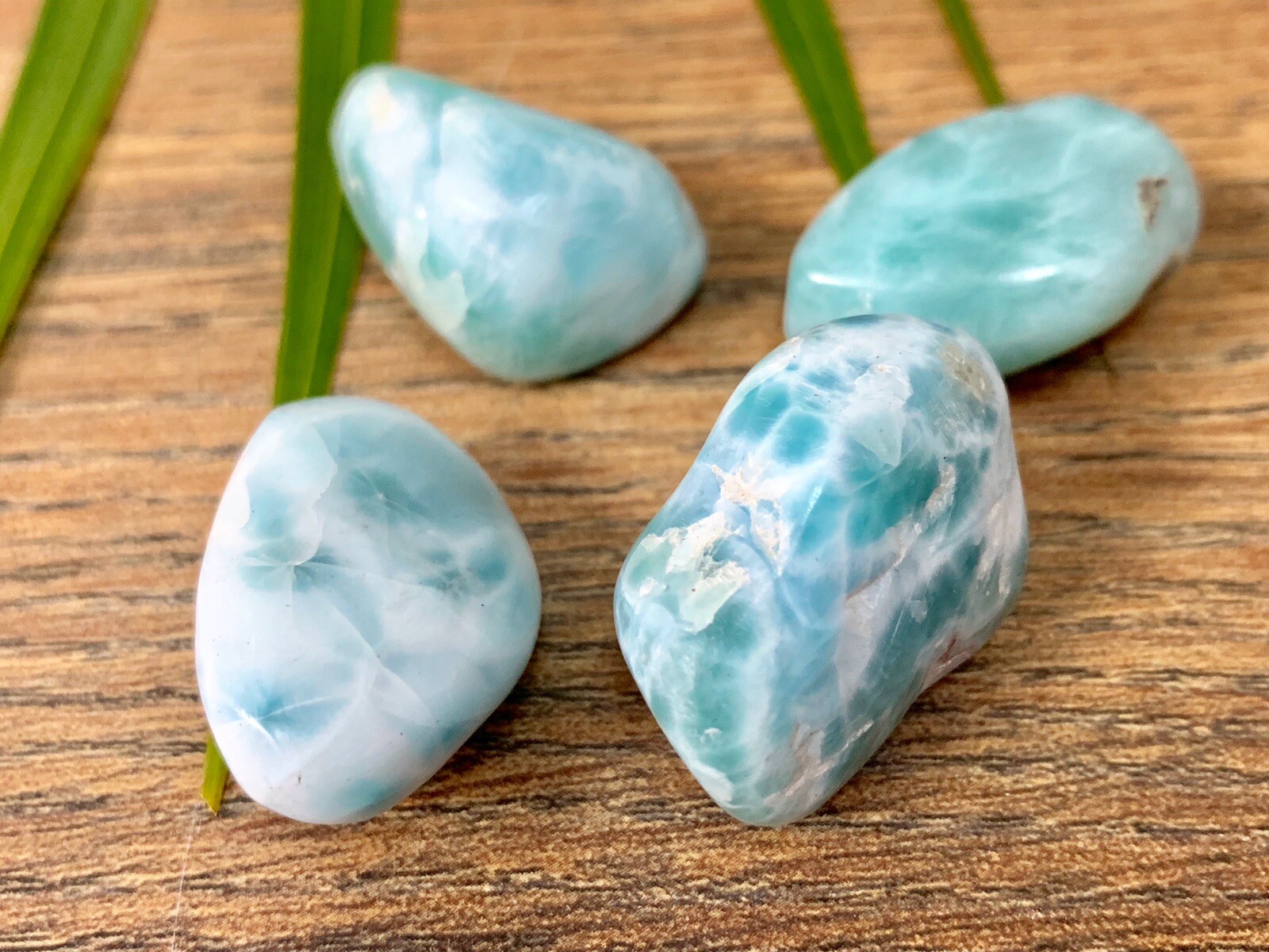 Larimar Tumble Stone Aqua Tumbled Gemstone Mineral Specimen Crystal Chakra