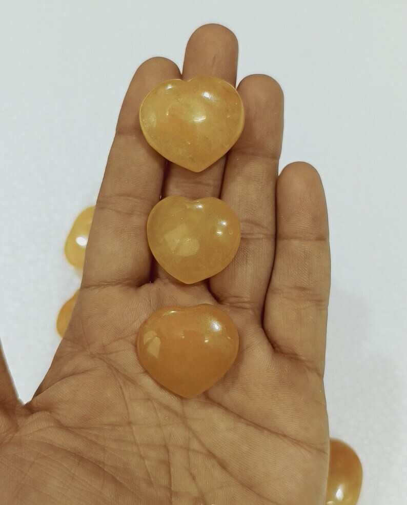 Natural Citrine Heart 1″-1.25″ | Yellow Crystal for Healing, Balance & Cleansing
