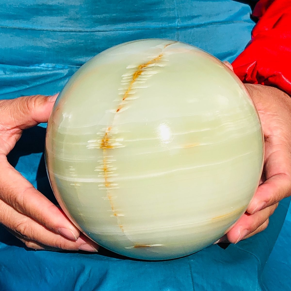 9.17LB Natural Afghan Jade Sphere Polished Crystal Healing Ball Home Reiki