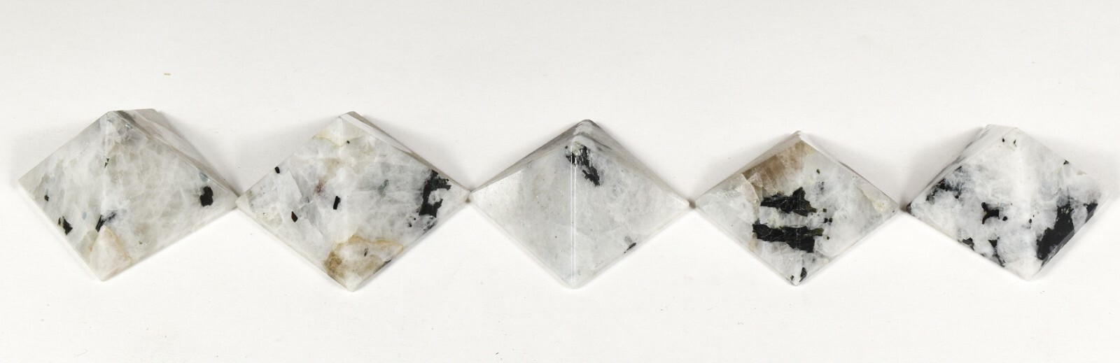 34mm Rainbow Moonstone Pyramid Sparkling Feldspar Gemstone Crystal – India (1PC)