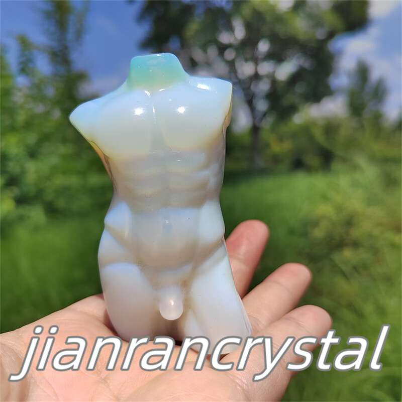 3″ Carved Opalite Male Model Quartz Crystal Skull Figure Statue Healing 1pc