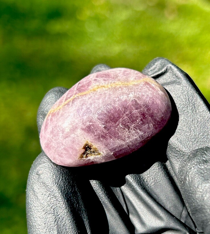 Handmade Polished Purple ANGELITE ANHYDRITE Rare Crystal Palm Stone MADAGASCAR
