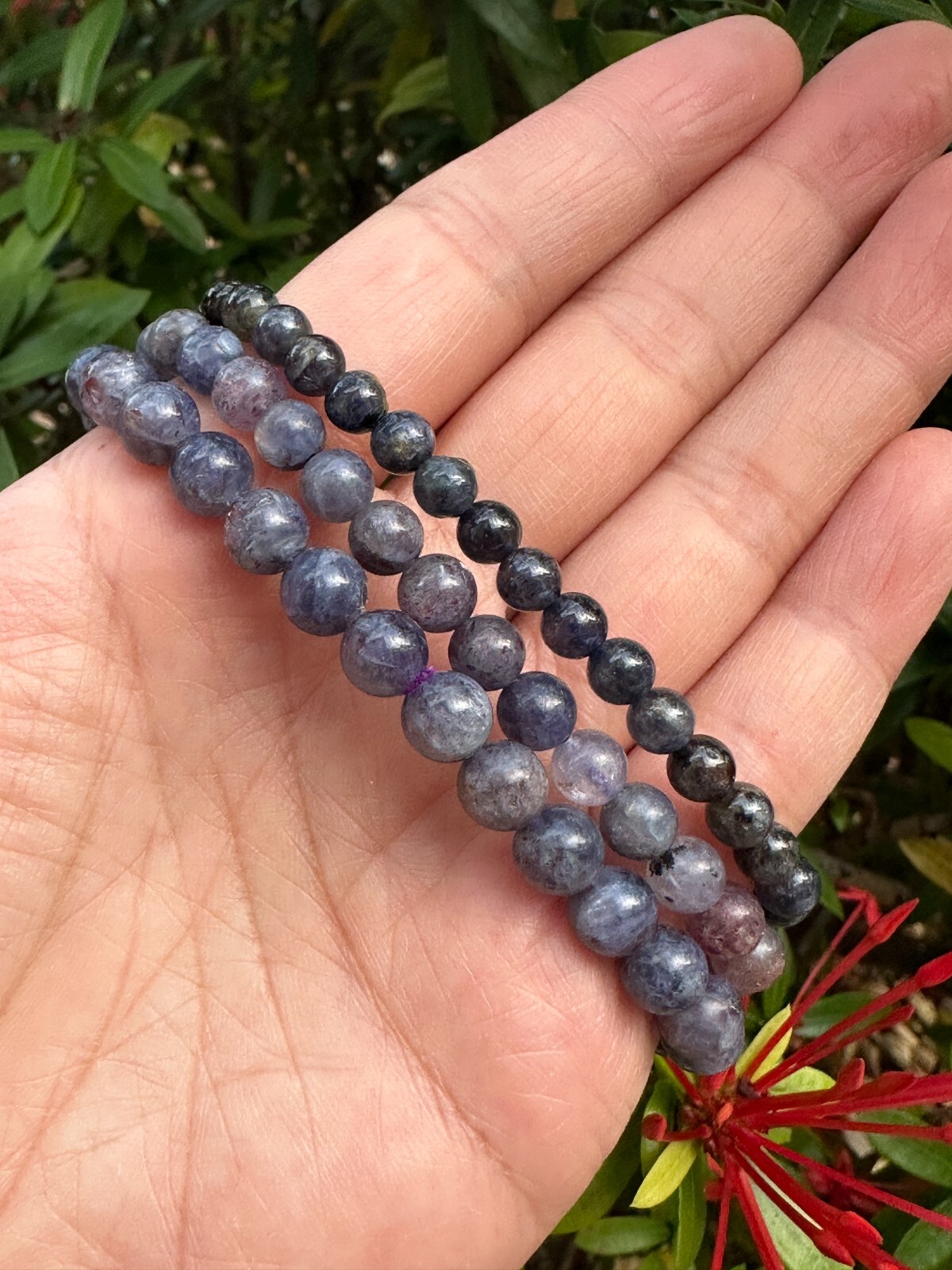 Grade A++ Iolite Crystal Bead Bracelet 5-9mm, Genuine Iolite Gemstone Bracelet