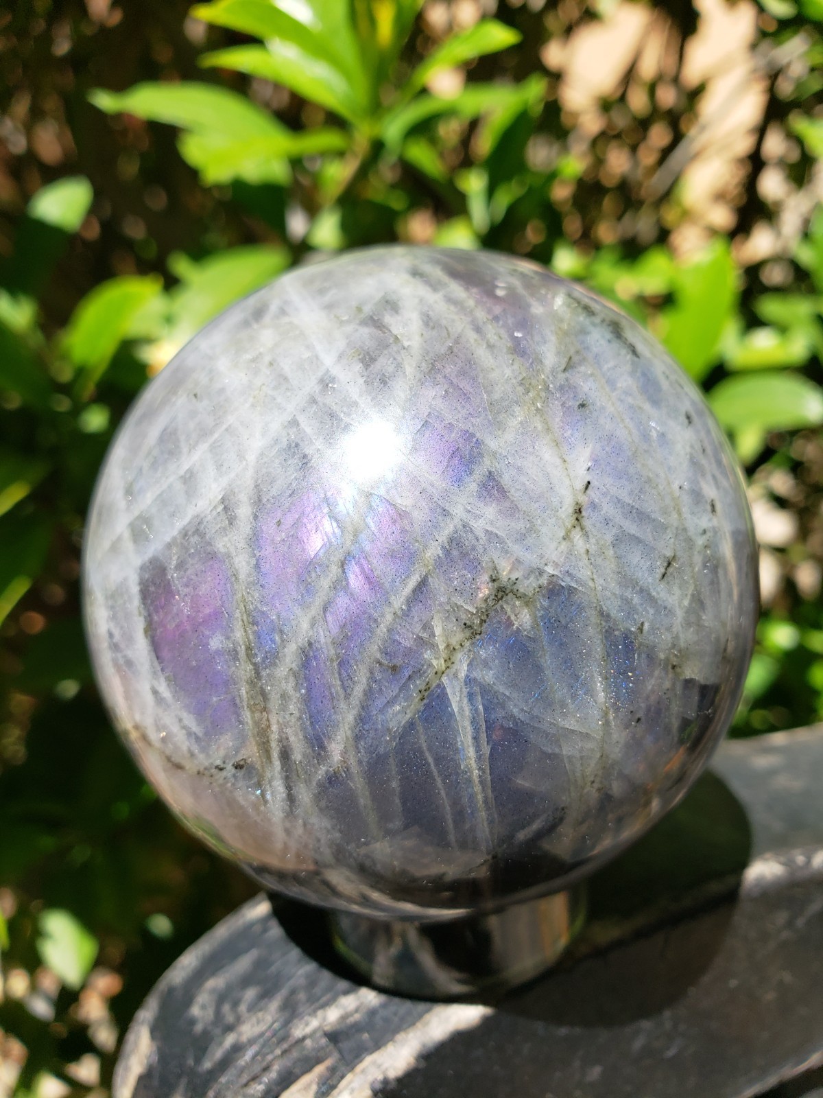 2.7″ Labradorite Mineral Crystal Iridescence Sphere Ball Orb Flash, 458g or 1 lb