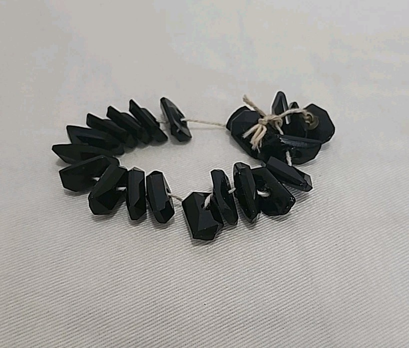 Black Crystal Rectangular Bracelet, Genuine 4.5″