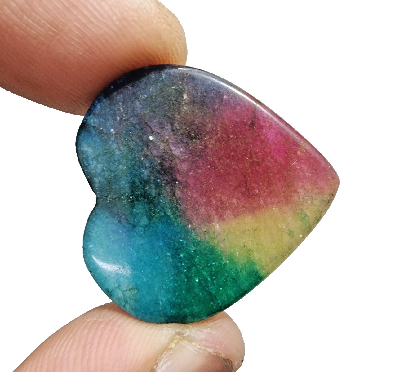 48 Crt Heart Shape Rainbow Solar Quartz Loose Gemstone Cabochon Jewelry Making