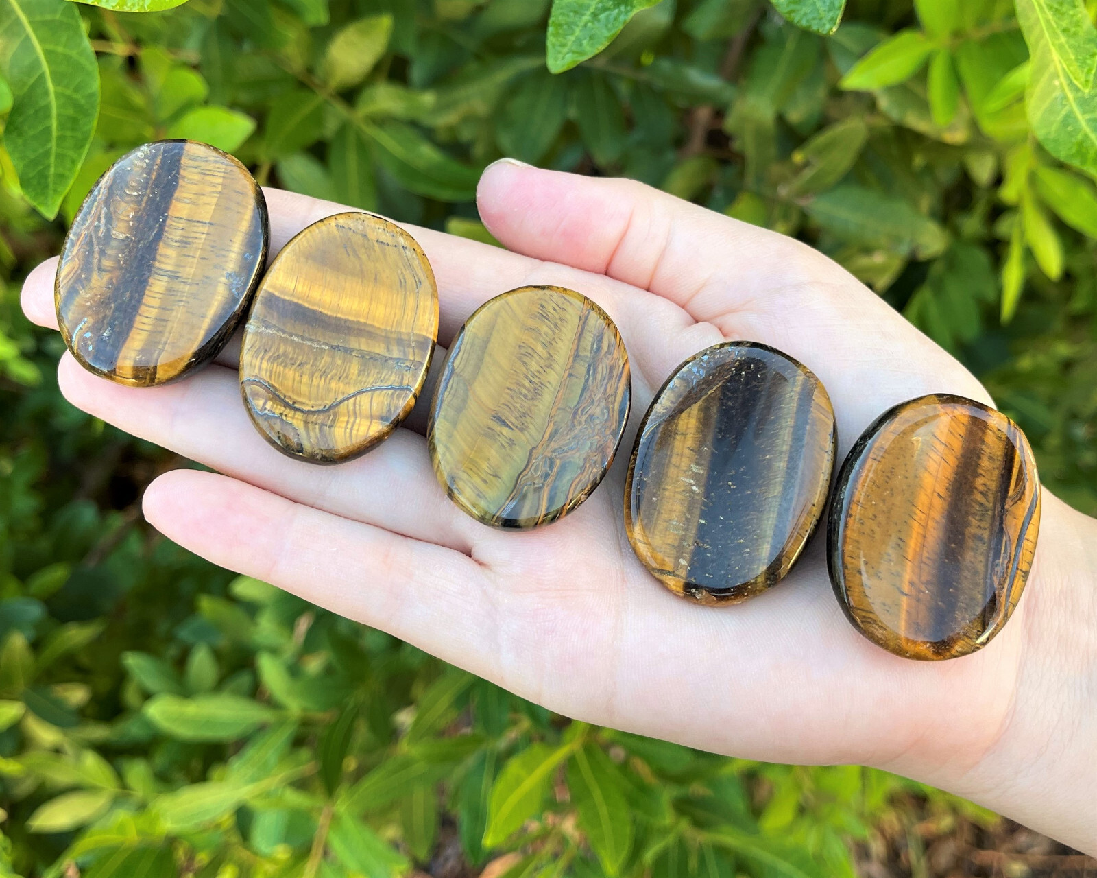 Gold Tiger Eye Worry Stone (Polished Gemstone, Gold Tiger Eye Pocket Palm Stone)