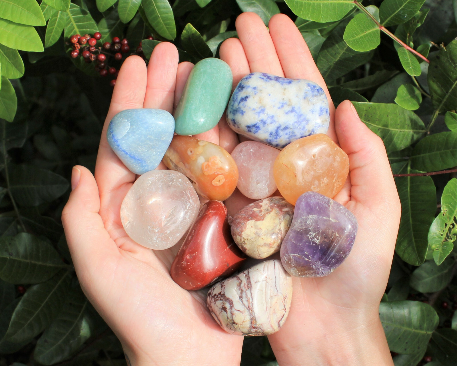 Assorted Mixed Tumbled Stones 2 lb Wholesale Bulk Lot LARGE Chakra Reiki Mix