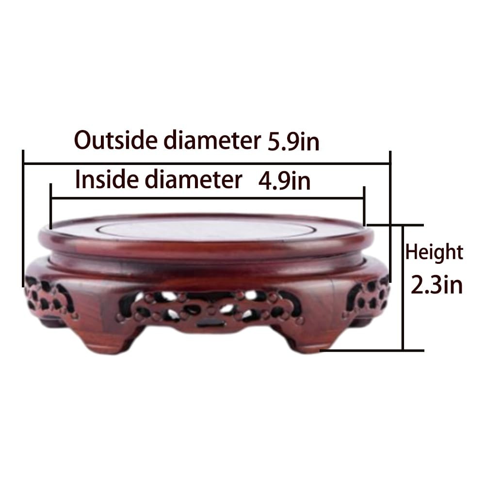 Round Pedestal Display Stand Rosewood Chinese Carving Stable Non-slip Wooden …