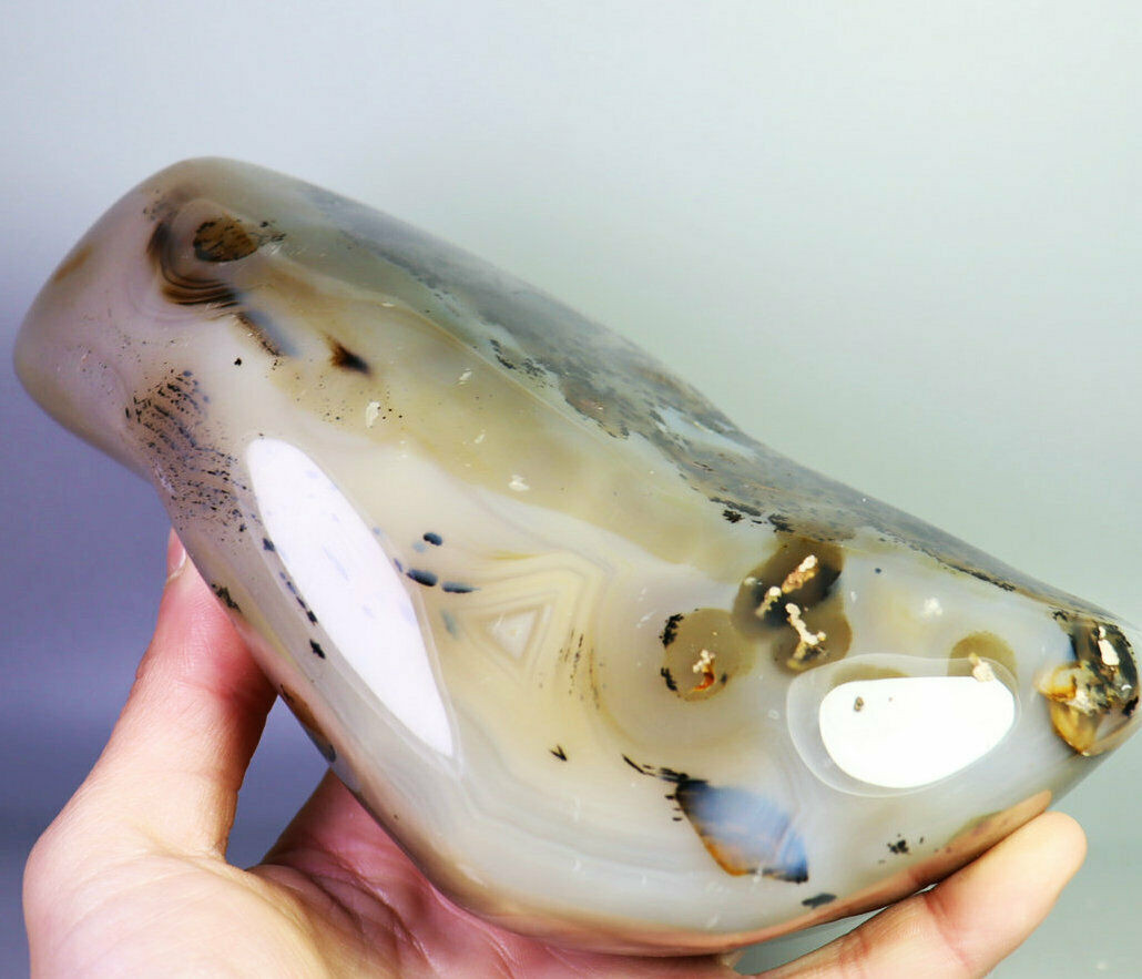 2.9lb Natural Polished Amazing Moss Agate Quartz Crystal Stone Reiki Statue