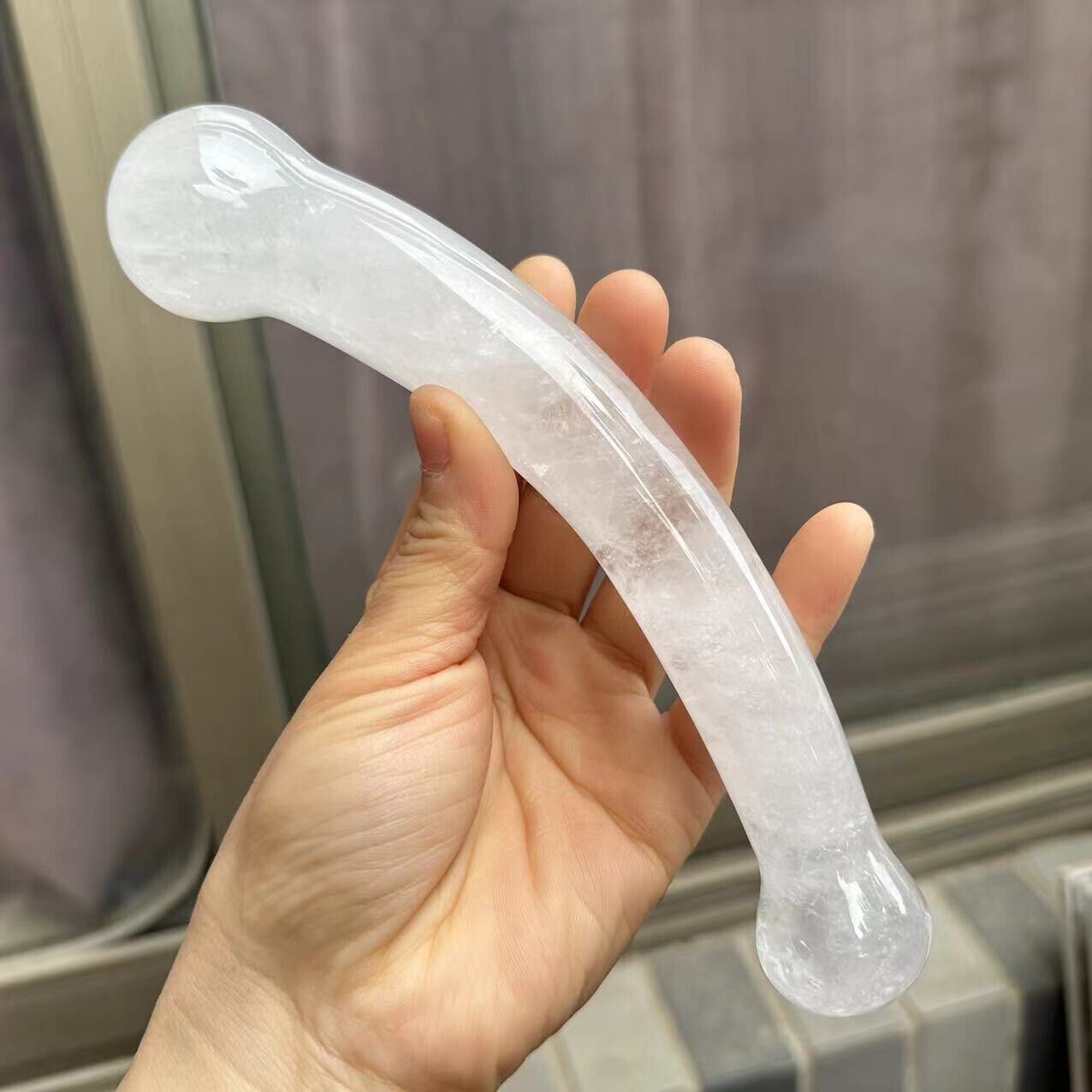 1PC Natural White Quartz Crystal Massage Penis Wand Gemstone Yoni Healing
