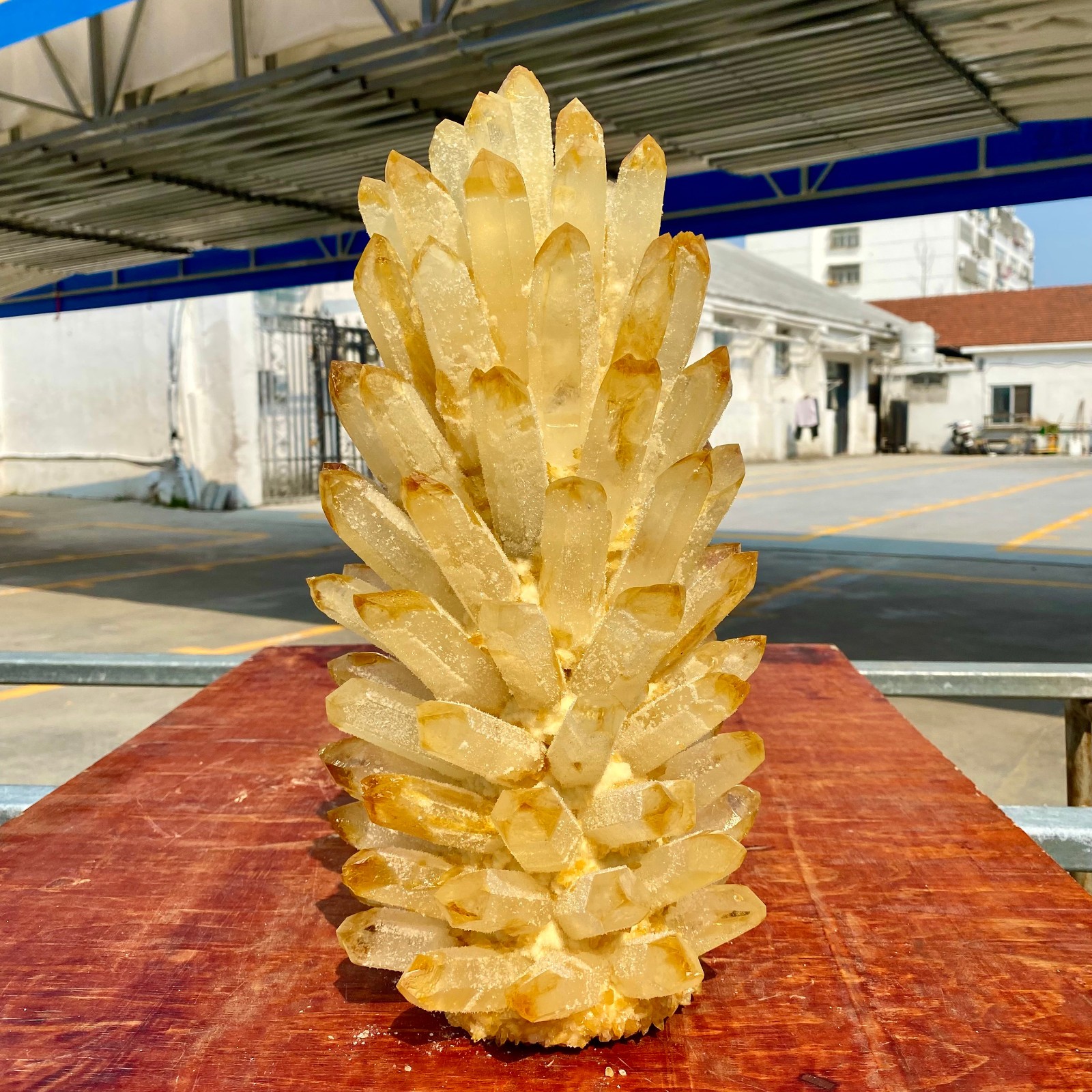 22.69LB New Find Yellow Phantom Crystal Quartz Cluster Mineral Specimen Healing