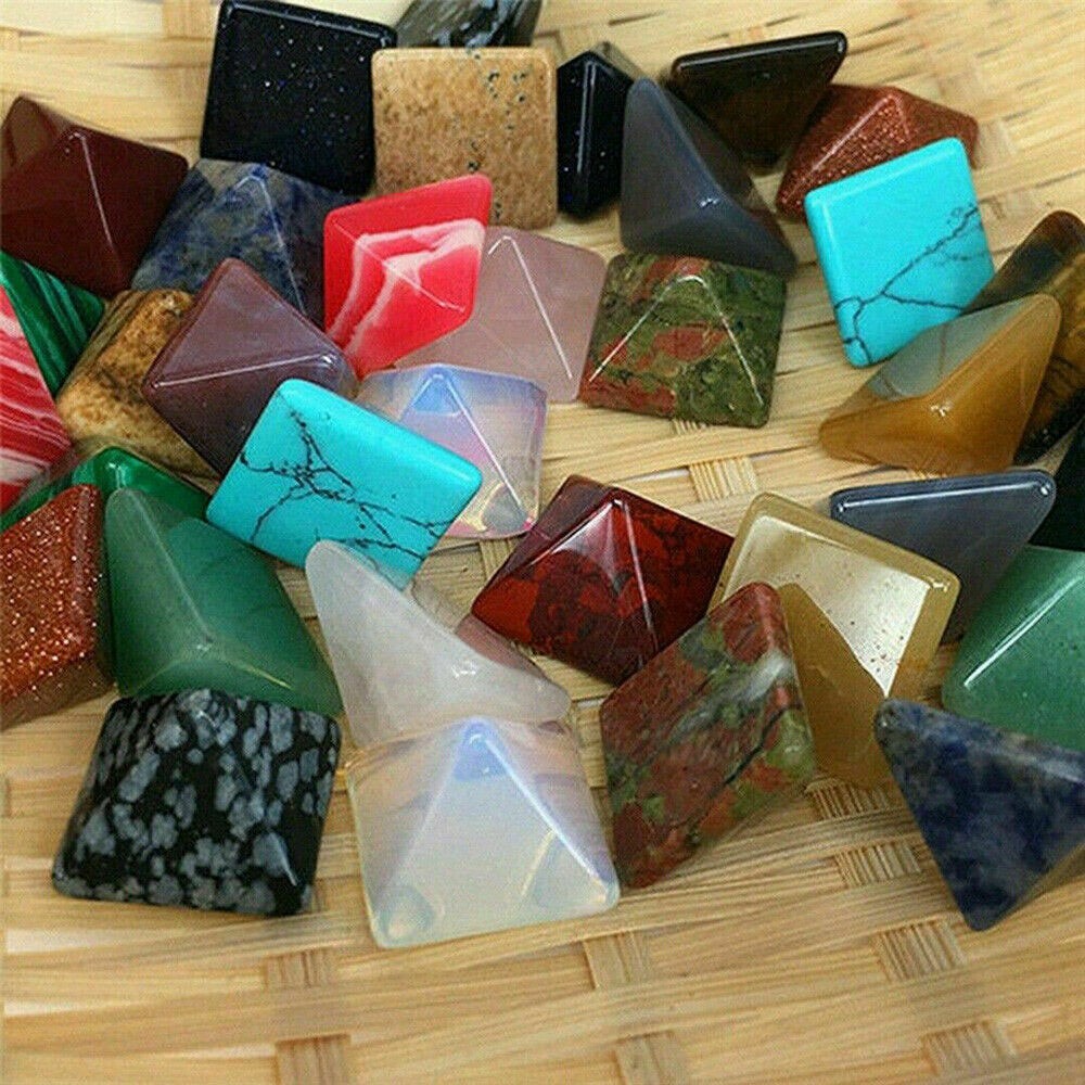14Pc Chakra Pyramid Stone Crystal Quartz Healing Natural Spirituality Gemstone