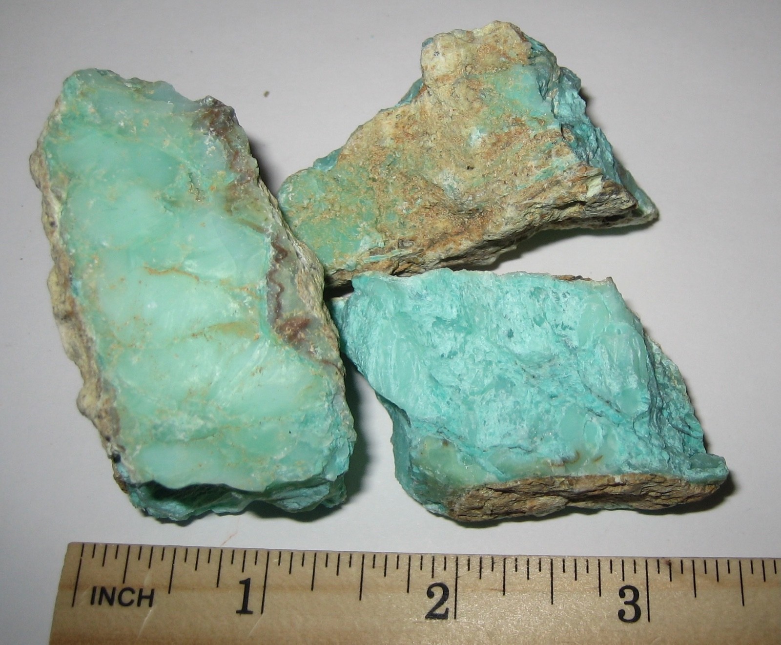3 NATURAL ROUGH 1″ – 2.2″ GREEN OPAL CRYSTAL STONE MINERALS BULGARIA ~ 162.6g *2