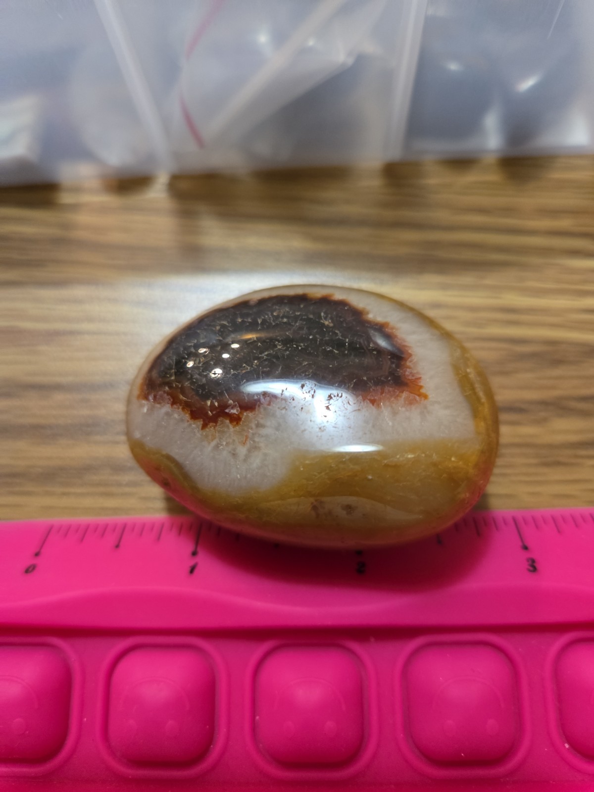 Round Red Tan Colored Stone Smooth Finish