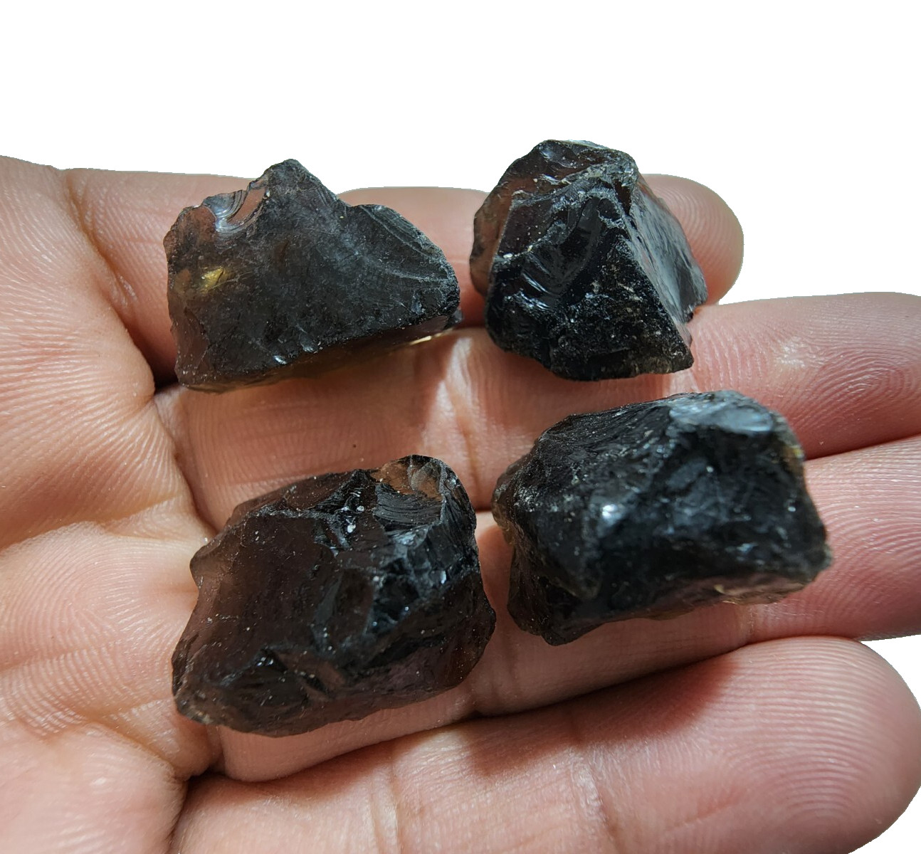 4 Pcs Top Quality Smoky Quartz Rough Gemstone Crystal Smoky Quartz Size 19-23 MM