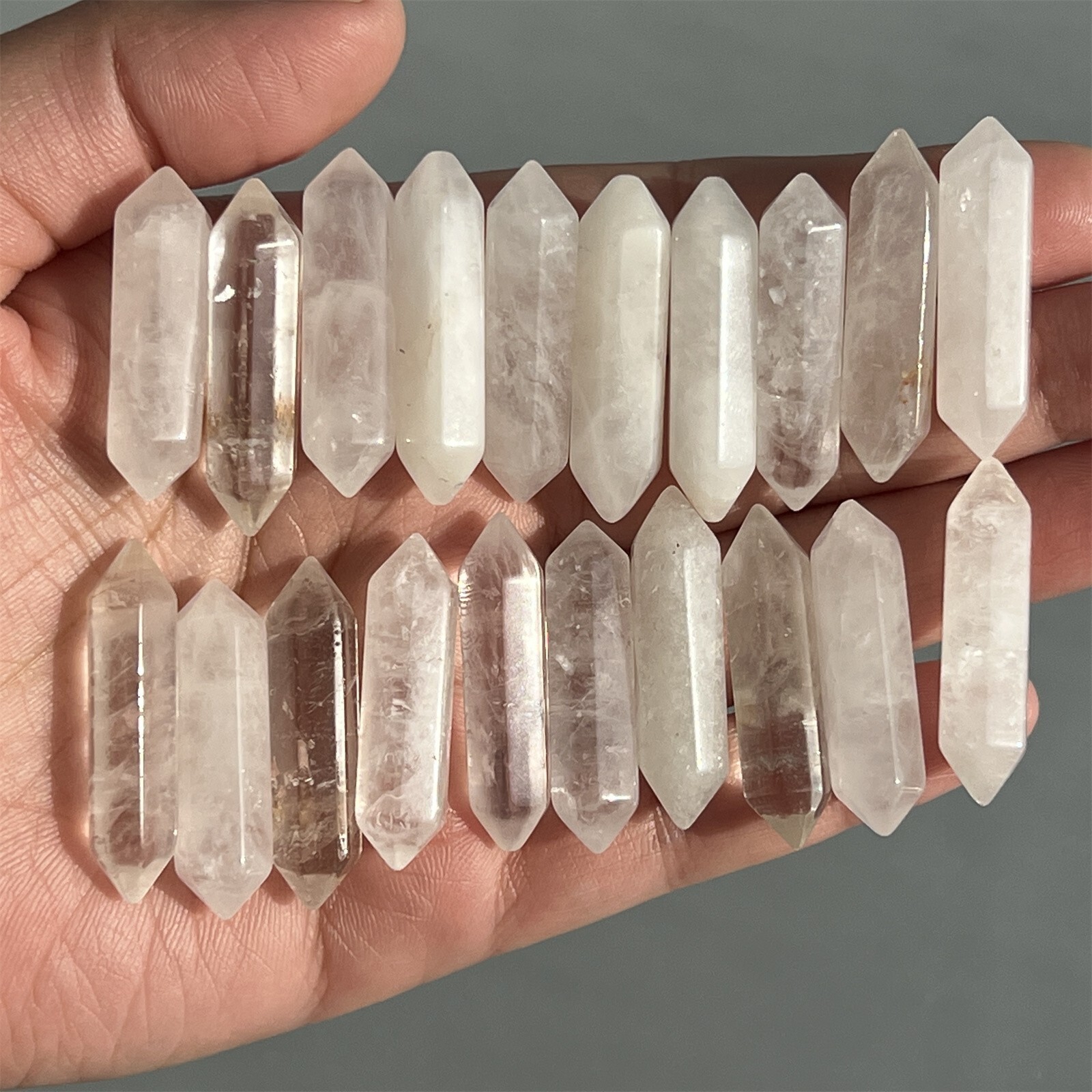Top Wholesale natural clear quart obelisk quartz crystal wand double point 20pcs
