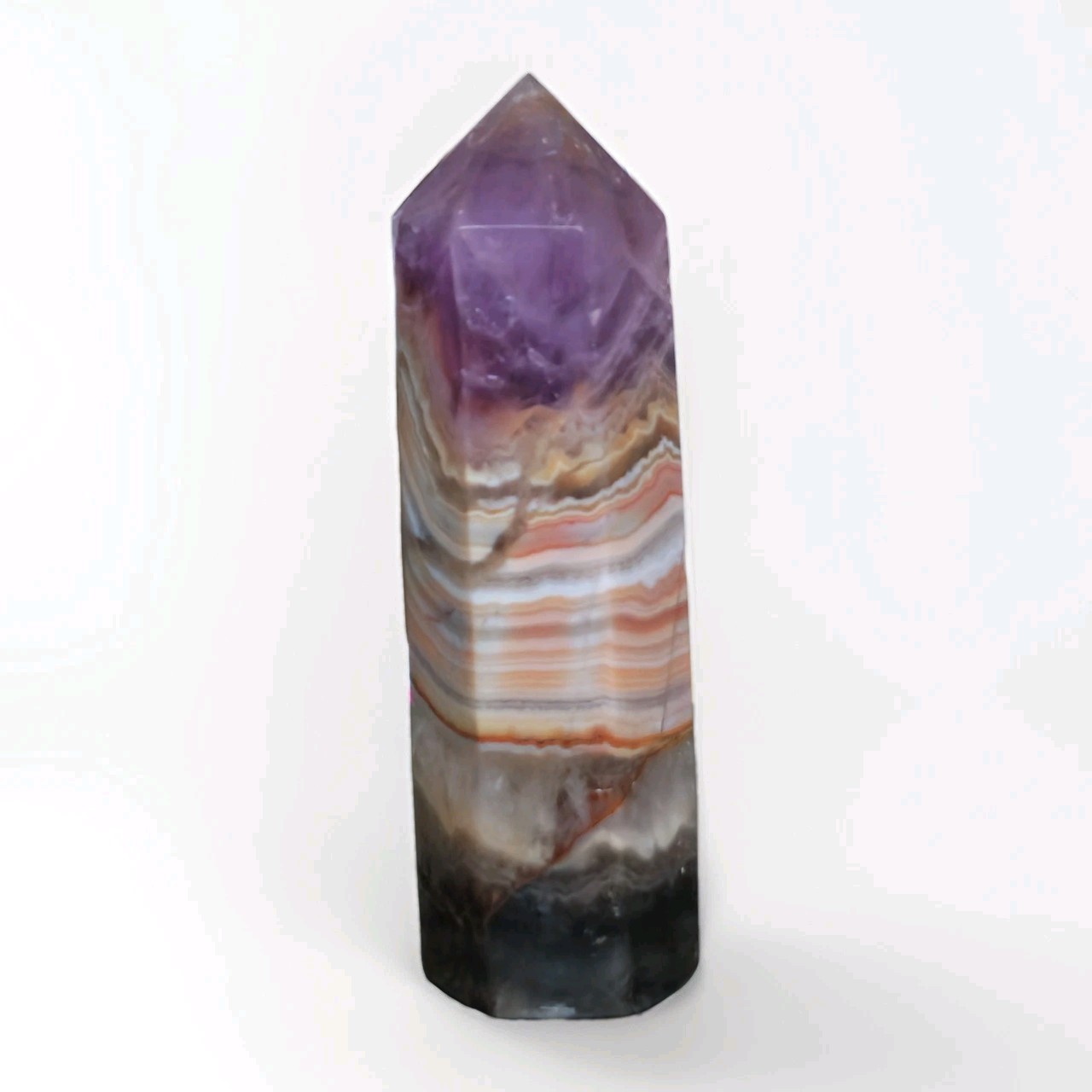 Natural Polished Purple Amethyst w Agate Tower 4.125″ Tall – USA