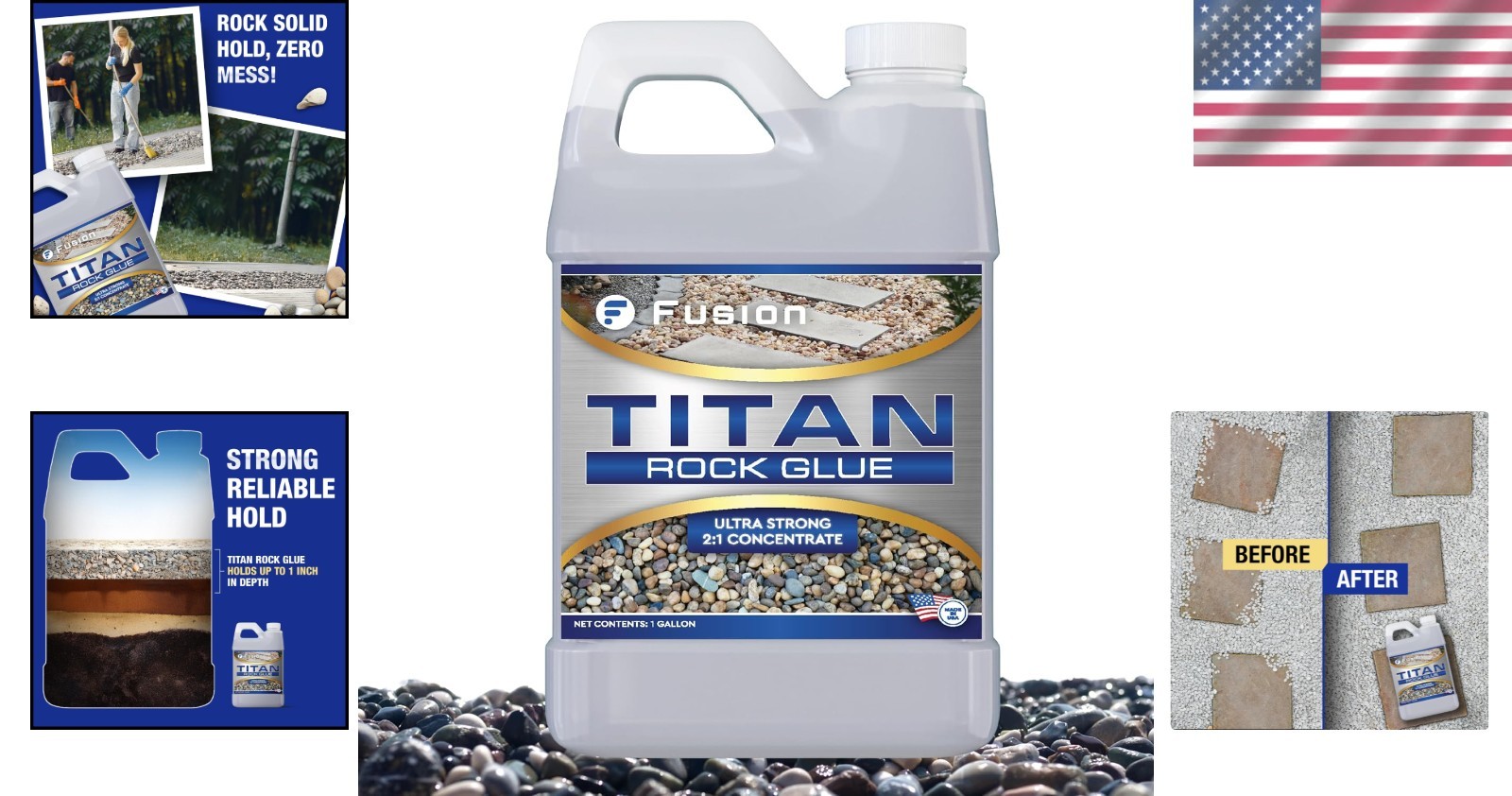 Ultimate Stone Adhesive – Titan Rock Glue 128 Fl Oz for Weather-Resistant Bonds