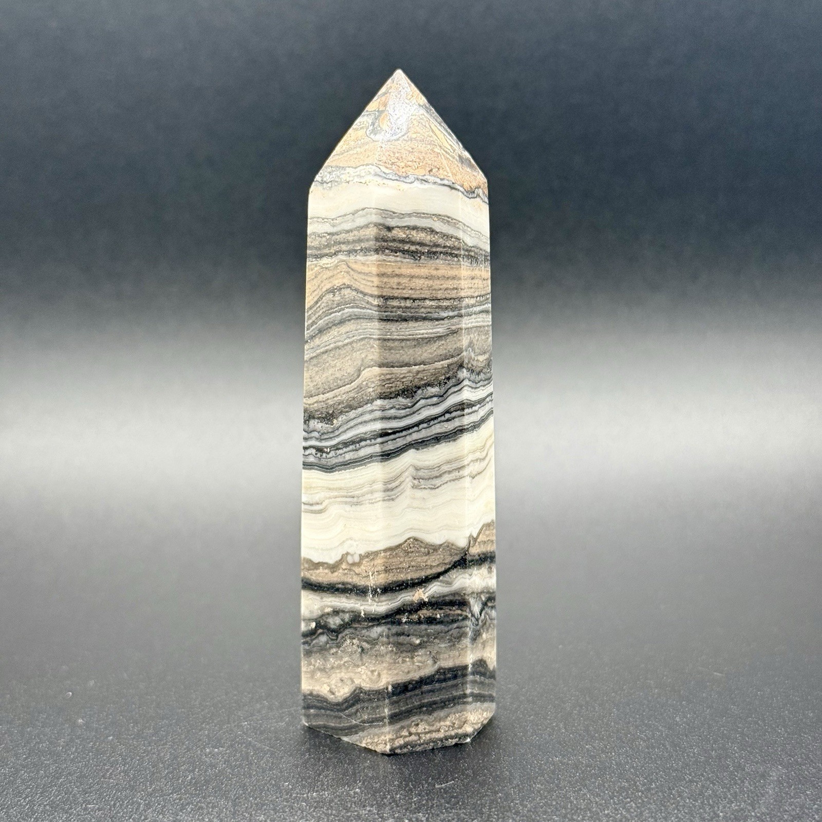 Dendritic Orange Calcite, Banded Crystal Tower Set of 3, Approx 3 1/2 Inches