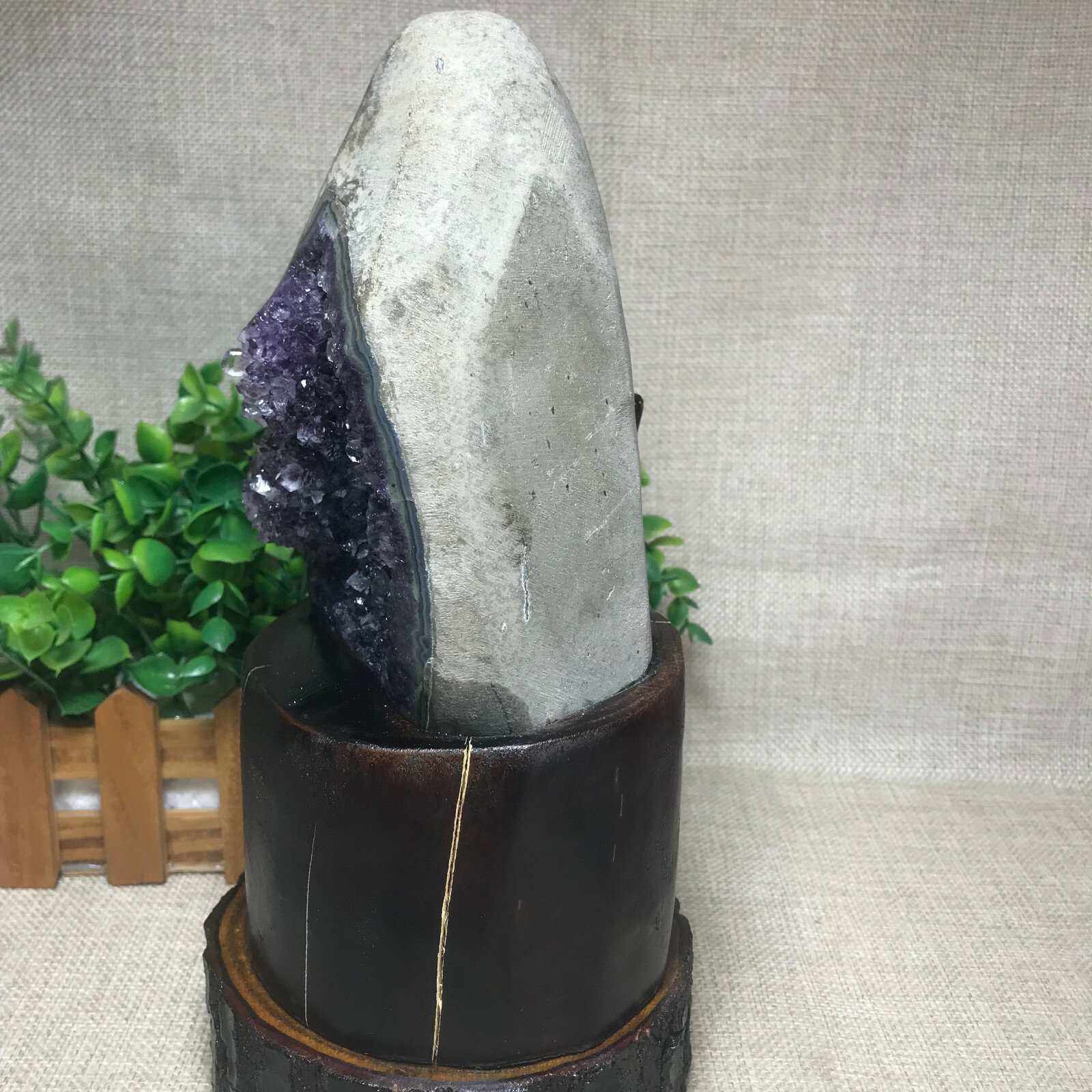 Natural Uruguay Deep Purple Crystal Quartz Amethyst Geode Clusters +Stand 1548g