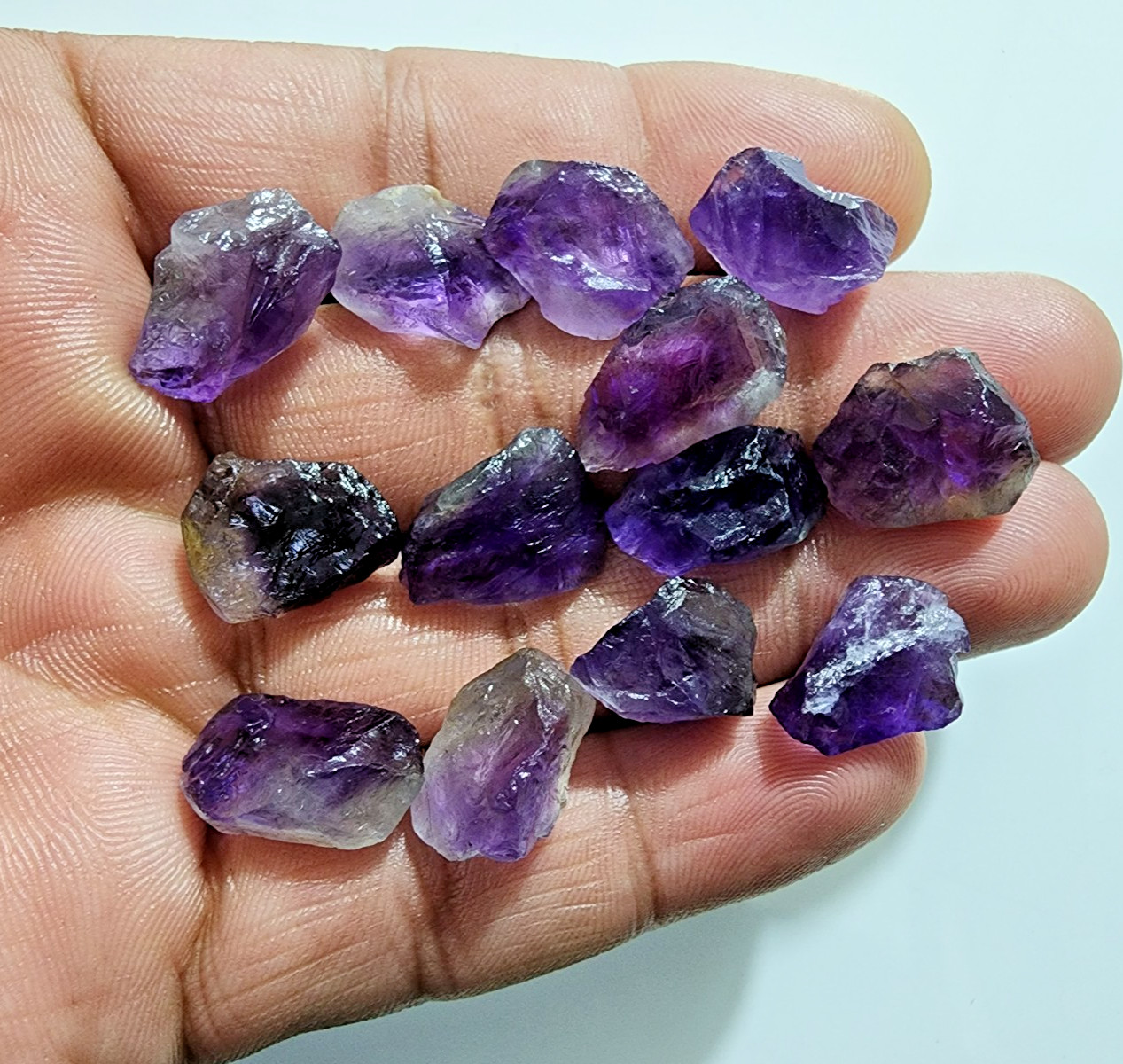 13 Pcs Ultimate Purple Amethyst Rough Gemstone Raw Size 15-18 MM Crystal Stones