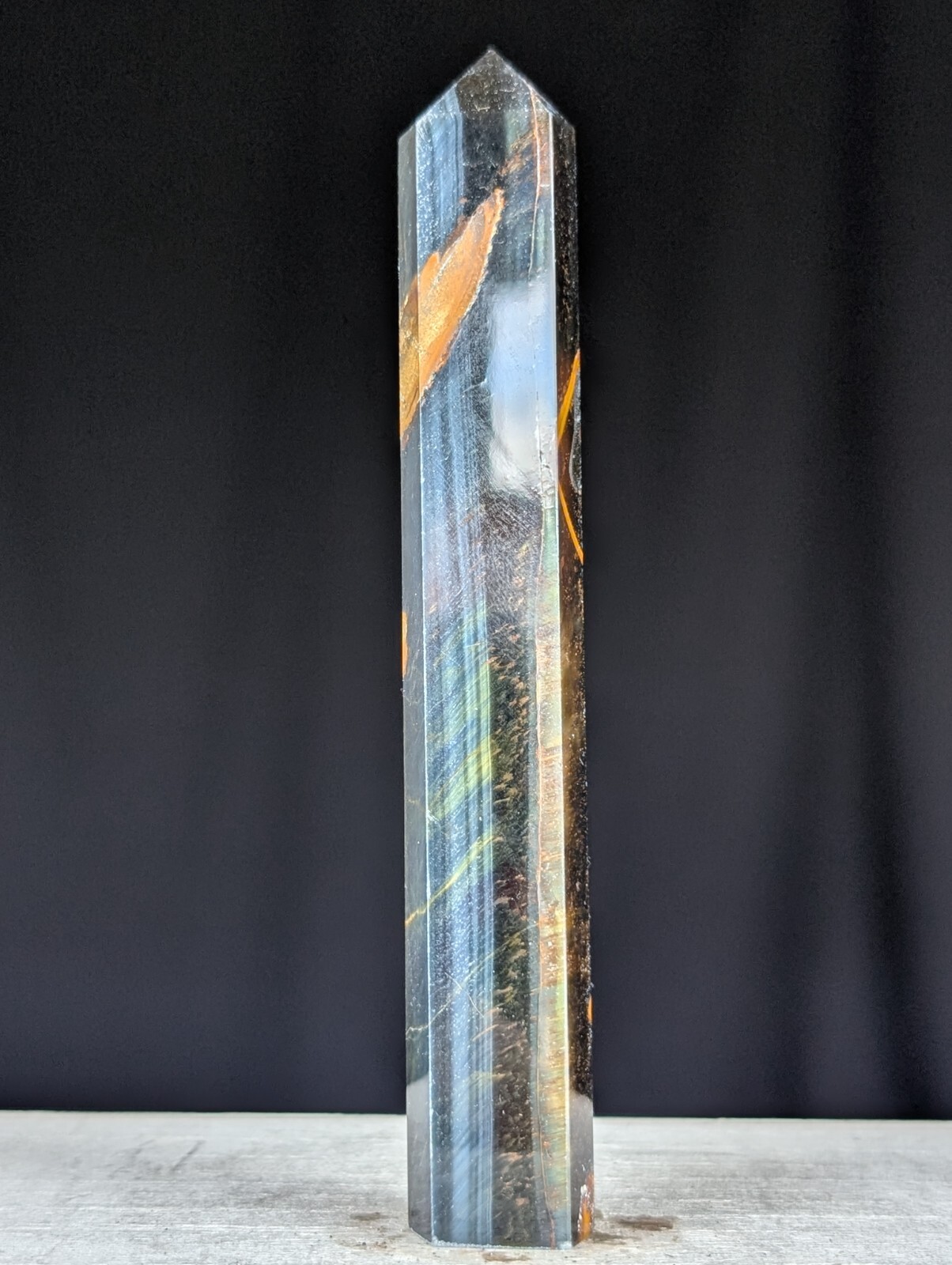 Blue Tiger Eye Tower Crystal Gemstone Point Chakra Mineral