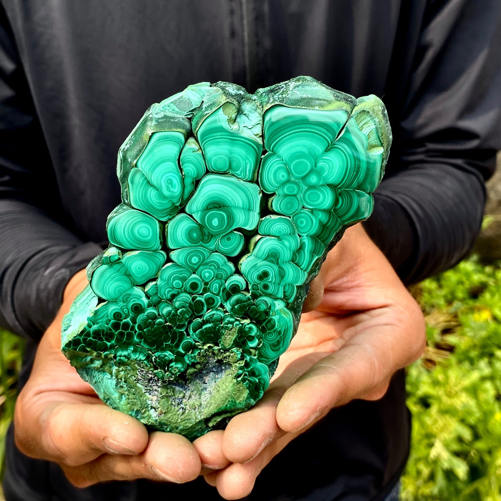 389G Natural malachite slice quartz crystal luster mineral specimen