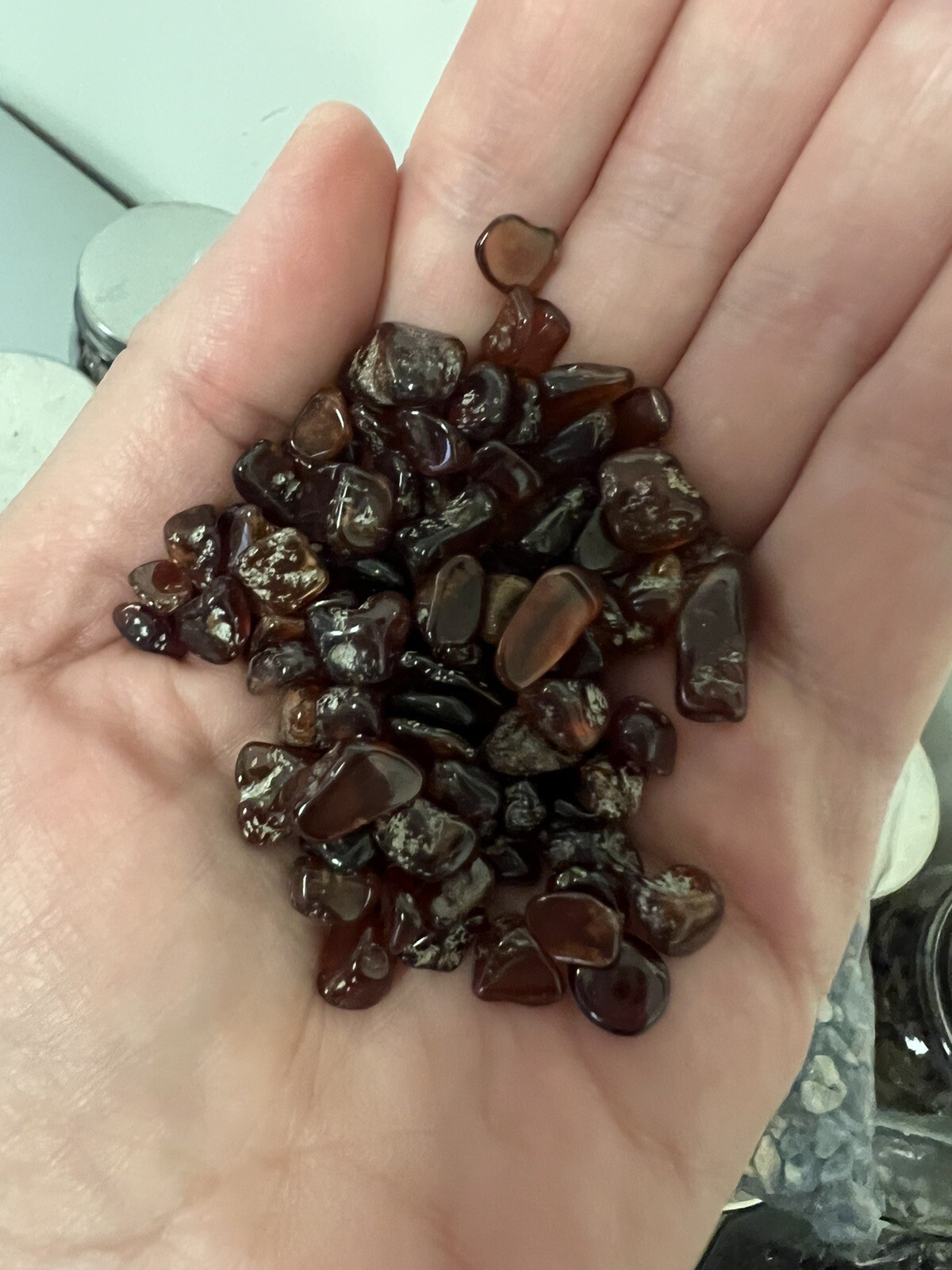 Tumbled Orange Garnet Crystal Chips 6.5oz Bulk Gemstone Undrilled Natural Stones