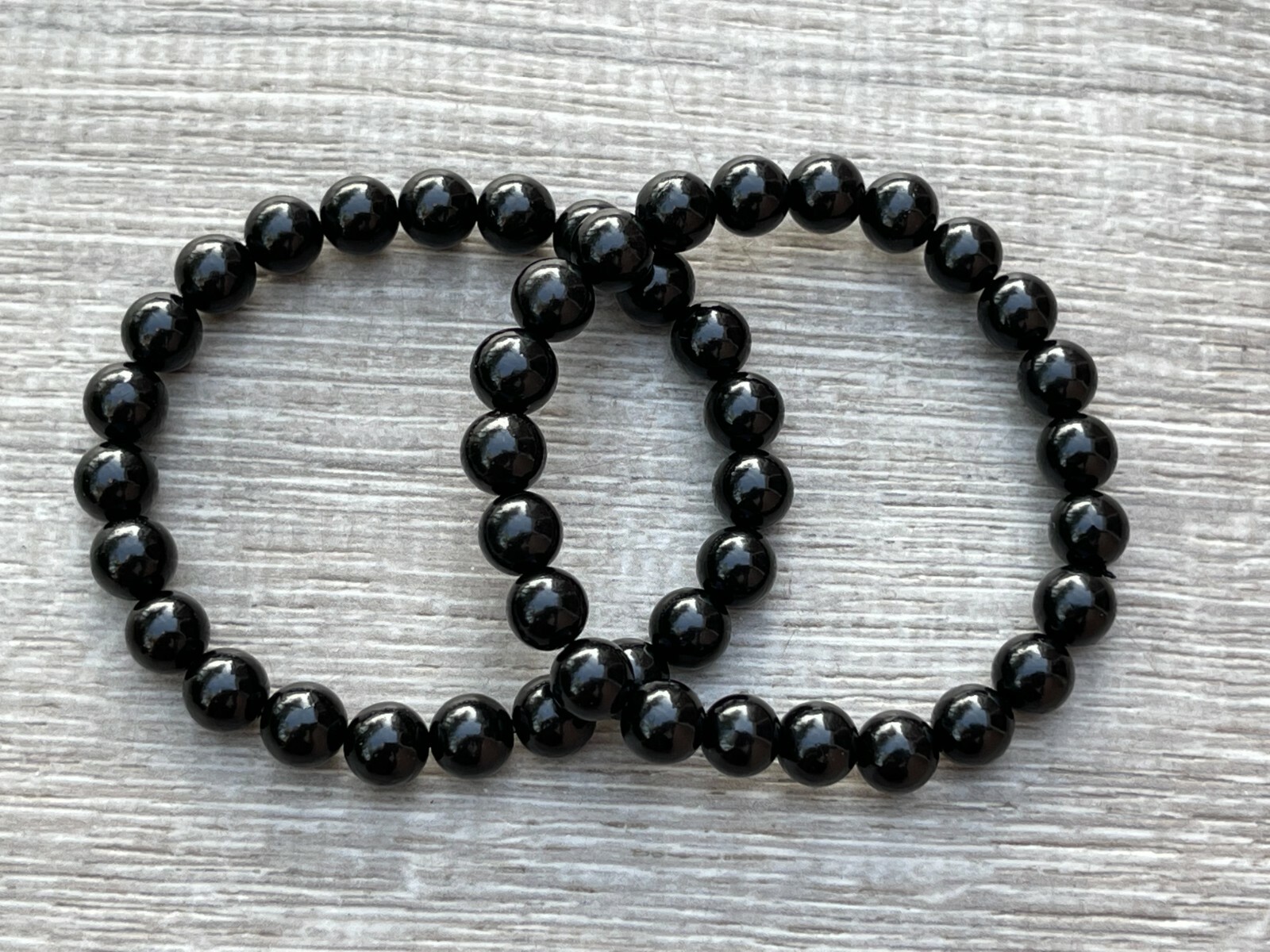 Grade A++ Jet Crystal Bead Bracelet 8mm, Genuine Jet Gemstone Bracelet