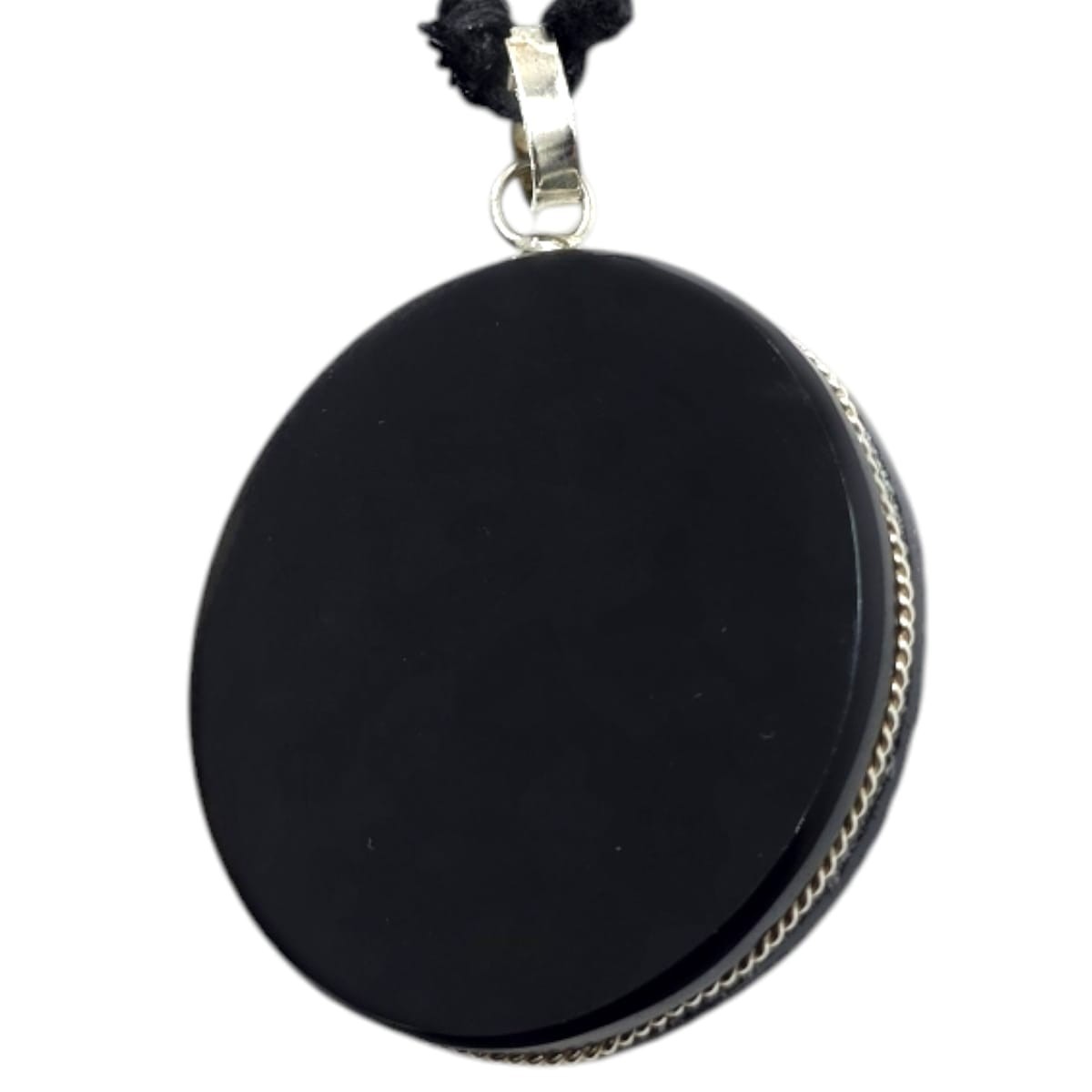 Obsidian Round Pendant with Twisted Wire Bezel C2OBDije22