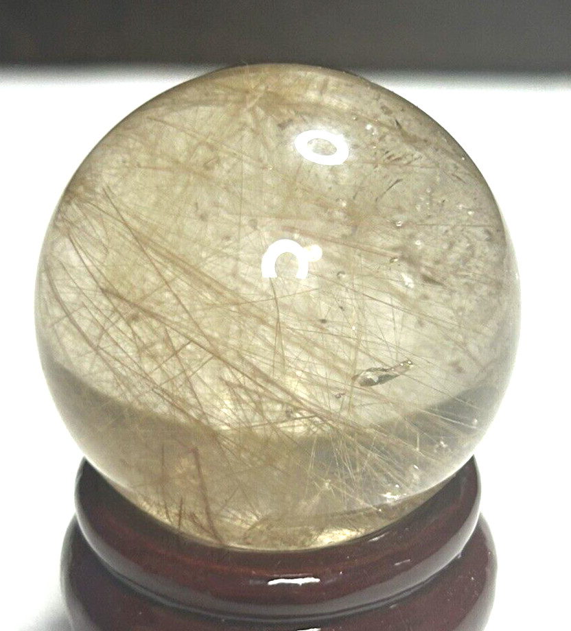 Clear Quartz Sphere With Gold Hair Rutile 106g/42.4mm