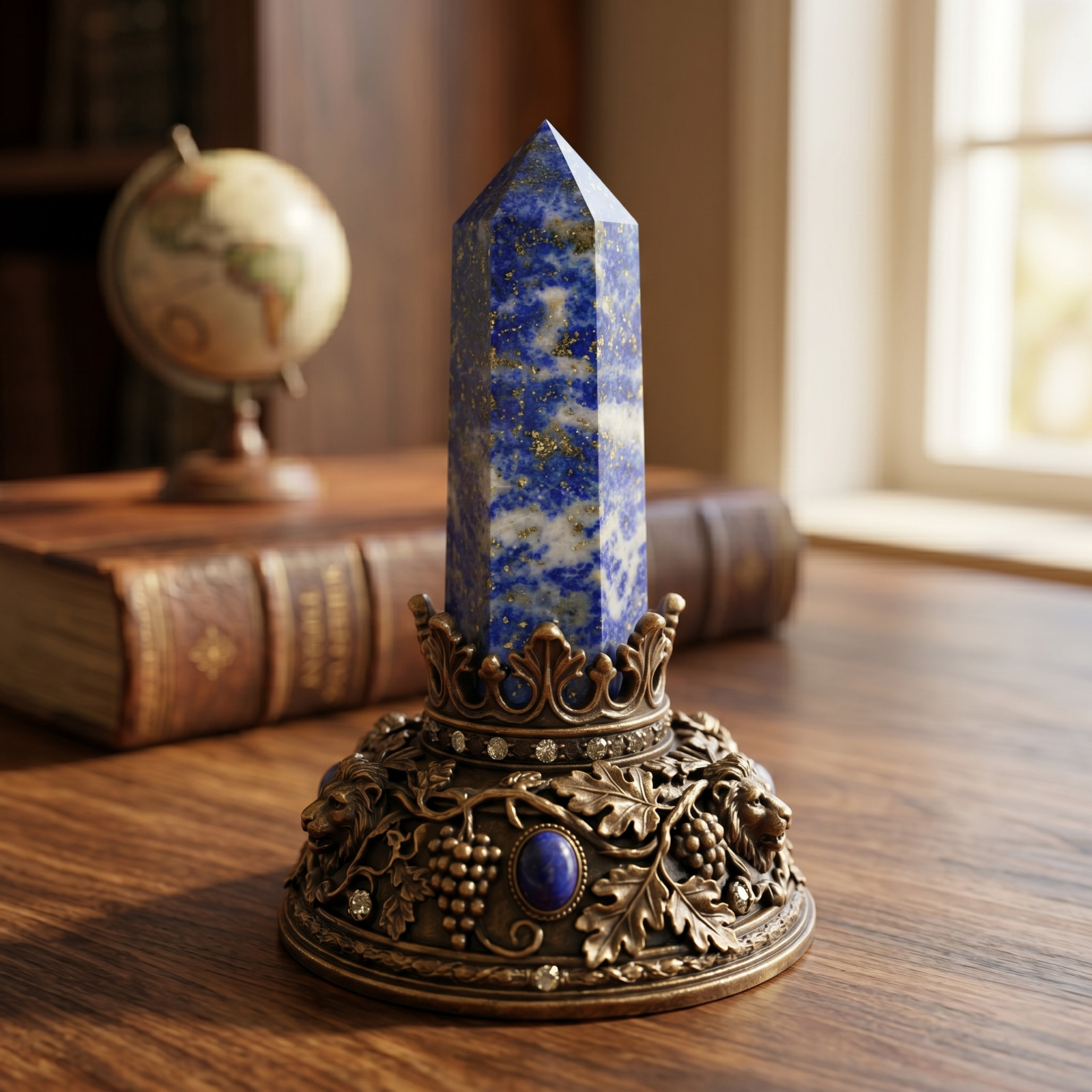 Lapis Lazuli Crystal Tower Natural Blue Stone Point Obelisk Wand Decor 3-3.5in