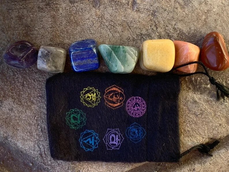 Chakra Healing Bag Set- 7 Chakra , Reiki Chakra Stones, Tumbled Chakra Set,