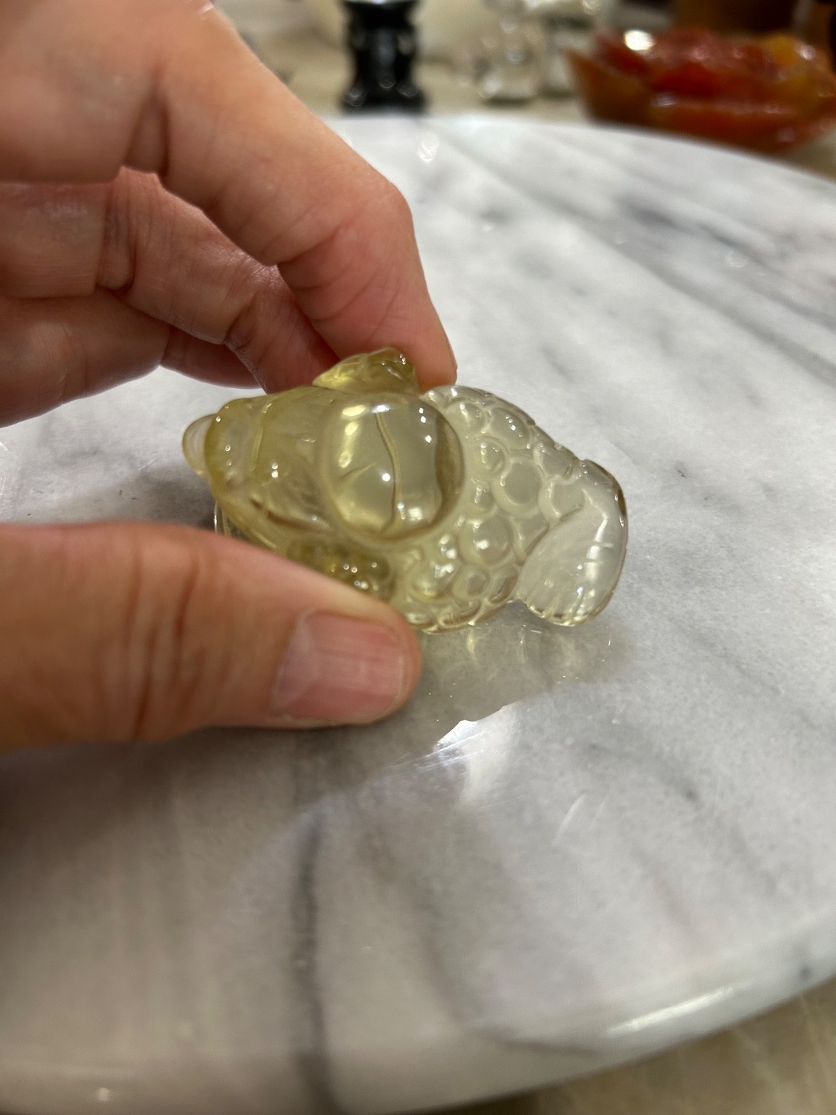 Citrine golden toad 3 legged money Toad carving small feng shui