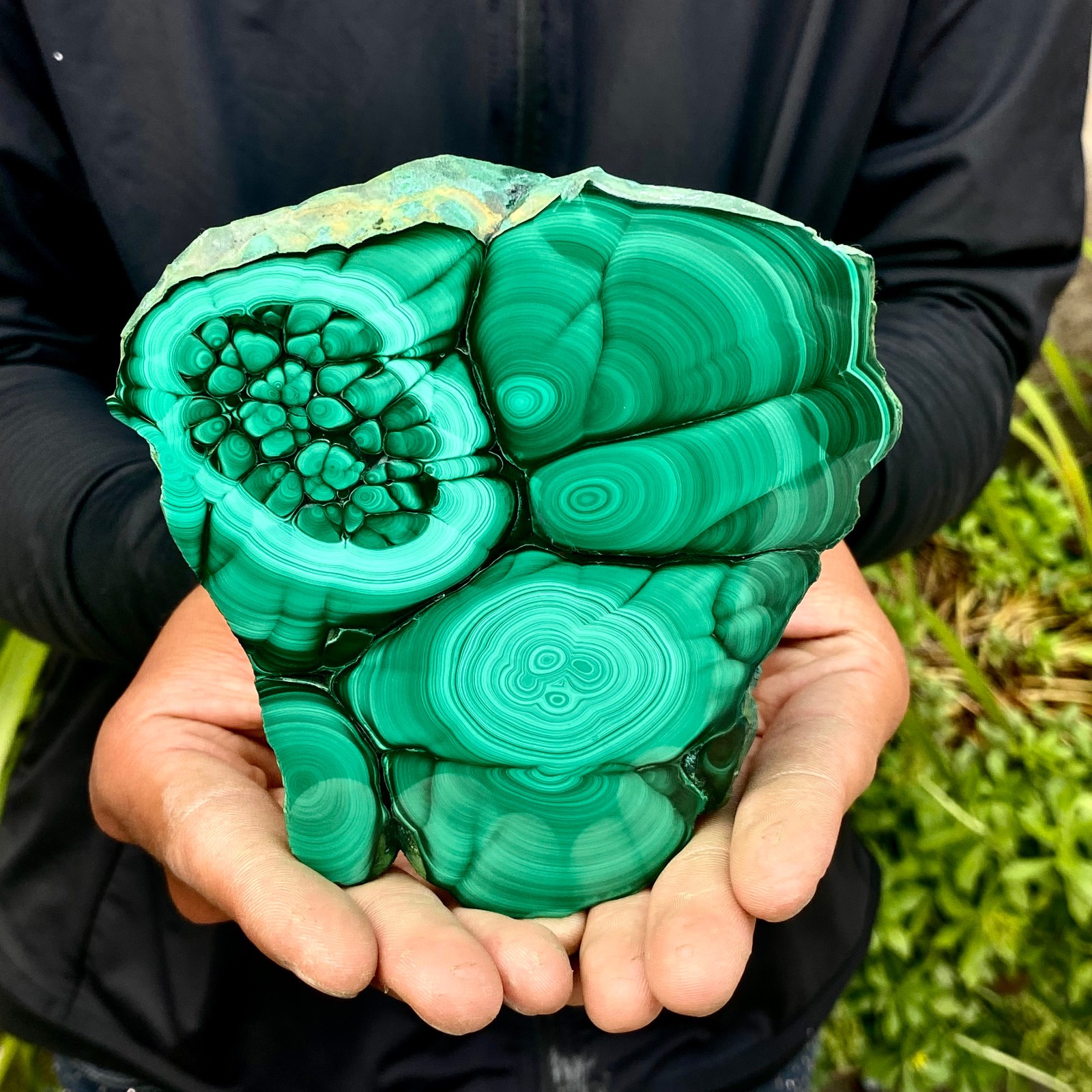 463G Natural malachite slice quartz crystal luster mineral specimen