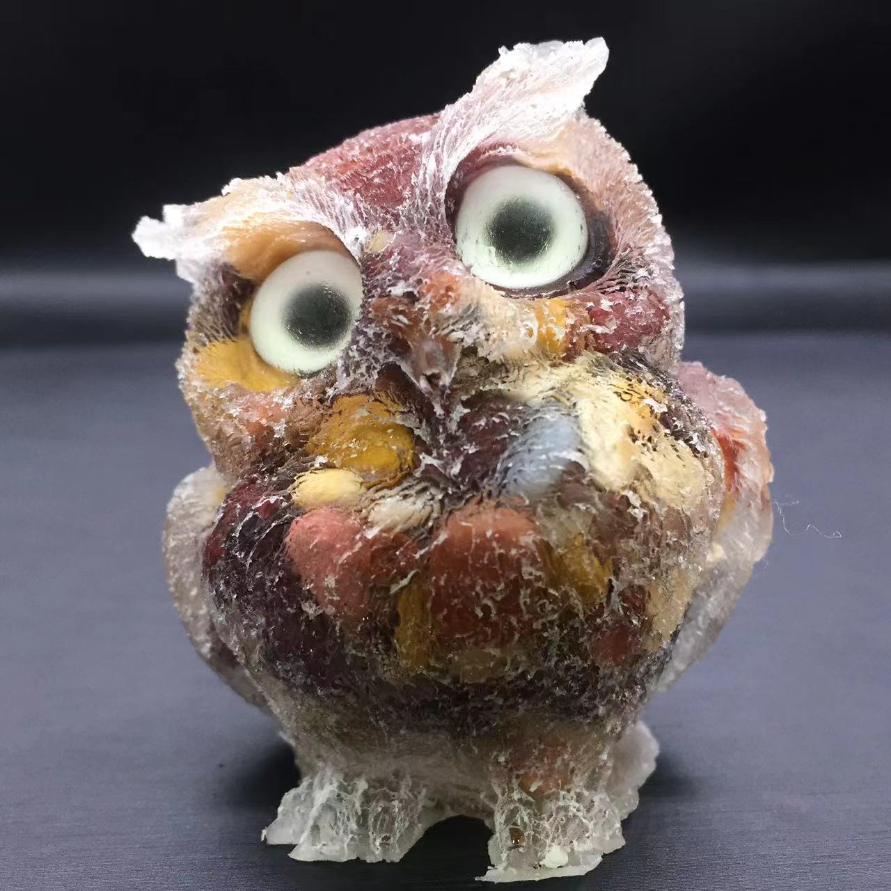 Natural Mookaite Quartz Crystal Tumbled Stone Resin Owl Healing Decorate 1pc