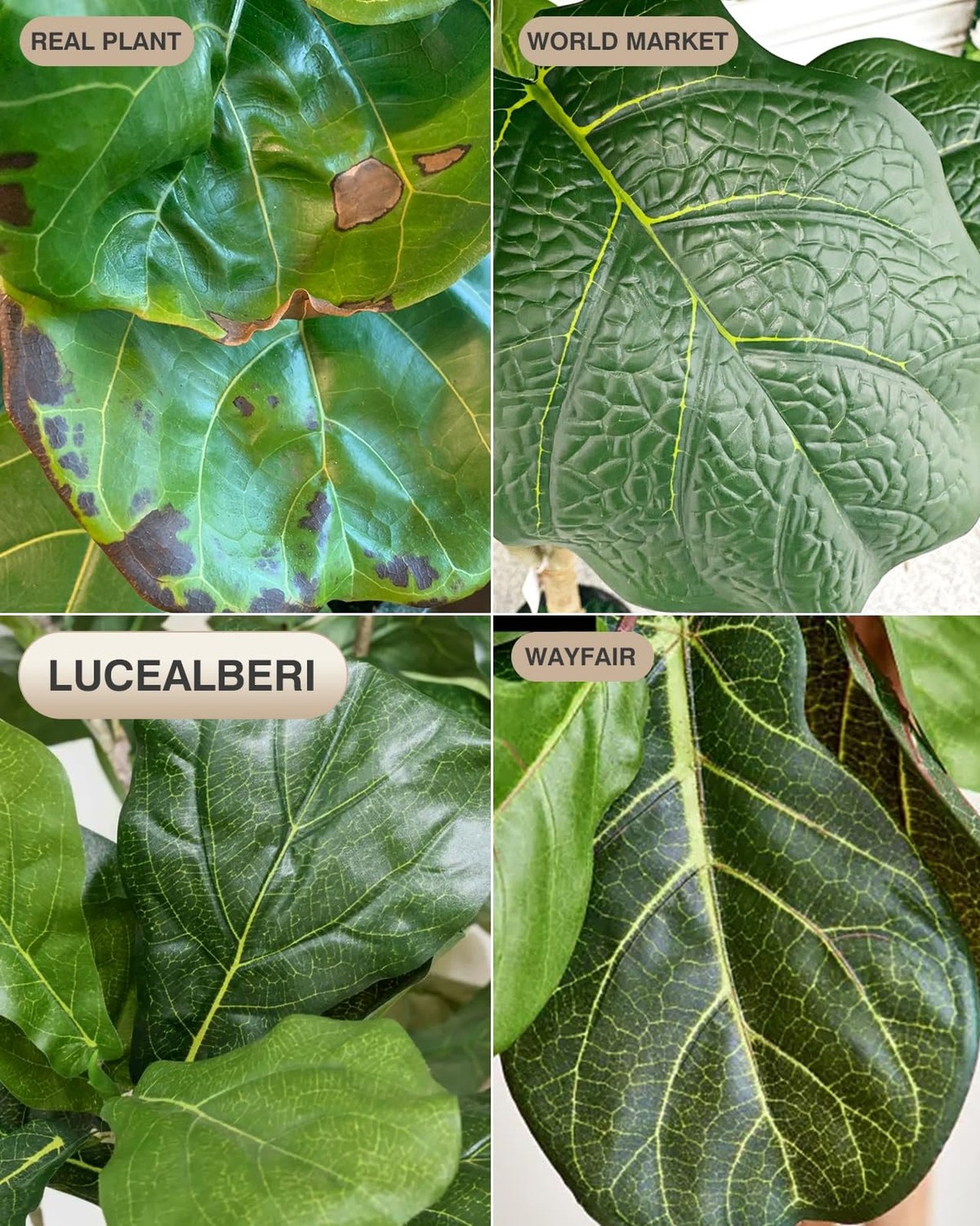 Artificial Fiddle Leaf Fig Tree 6FT – Large Fake Trees with White Planter, Ta…