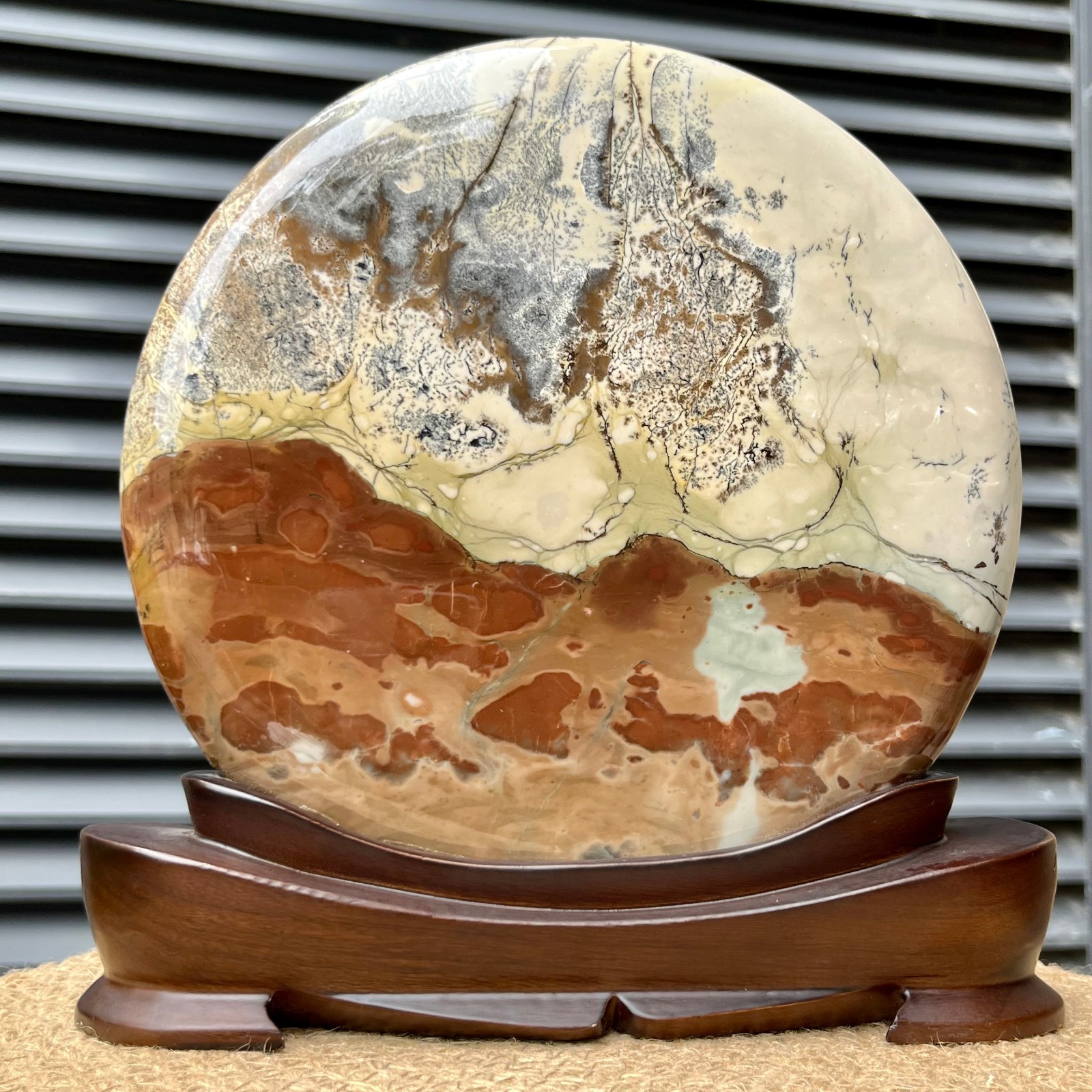 6.2 lb Natural Picture Stone Landscape Holiday Gift Display w/ Stand Decor